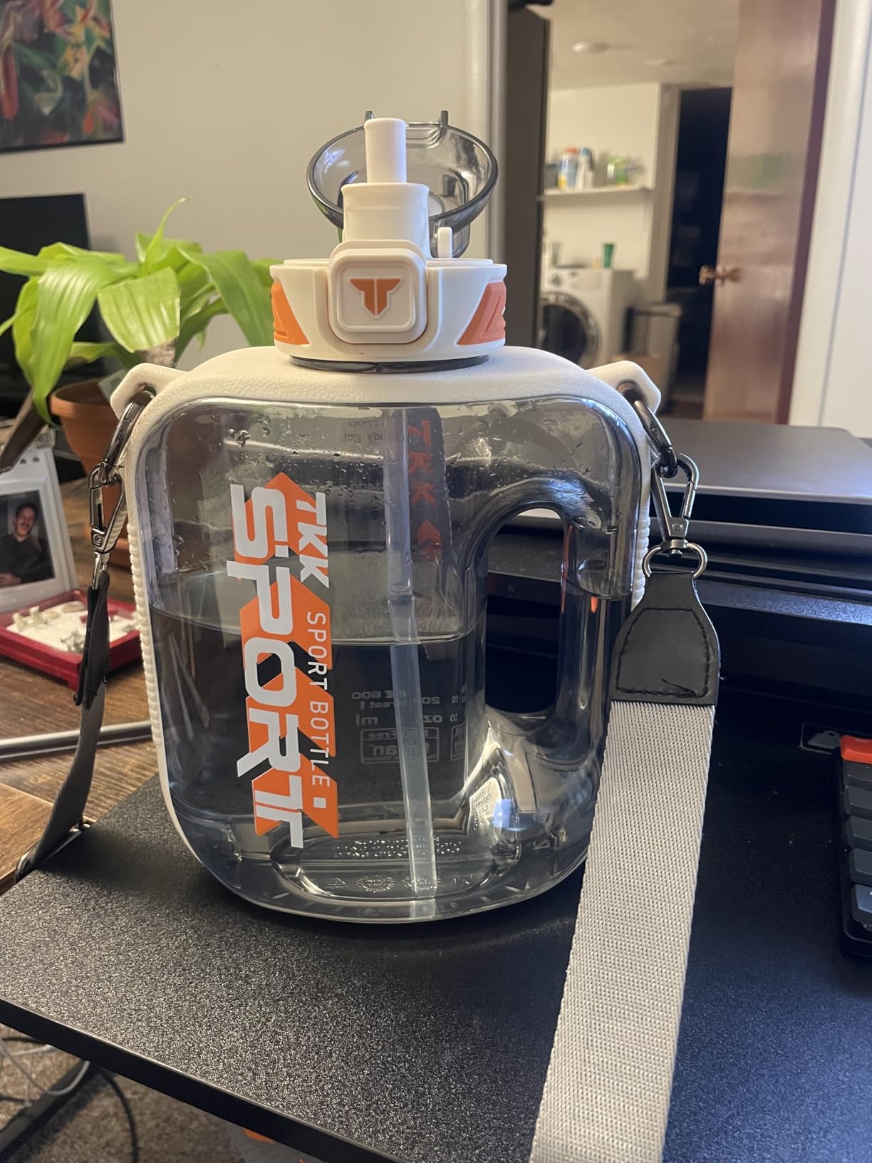TKK Half Gallon Water Bottle Jug with Straw, Large Capacity Plastic Water Bottle, Dishwasher Safe, 1/2 Gallon 64 Oz, BPA Free Tritan for Gym, Yoga, Travel, Camping, Outdoor, Black customer photo 2