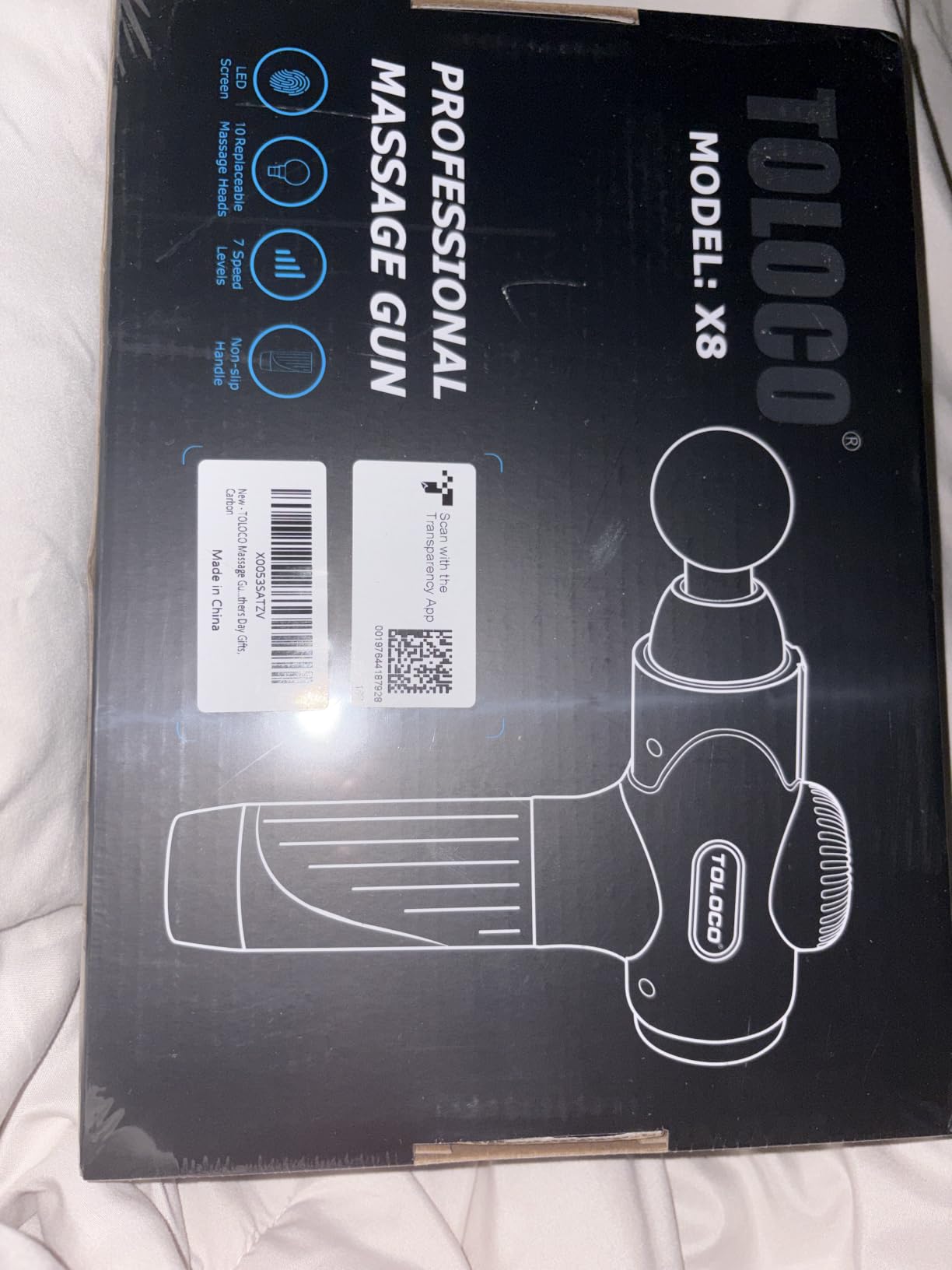 TOLOCO Massage Gun, Back Massager 10 Replacement Head for Pain Relief Deep Tissue, Percussion Massage Guns 7 Speed Level Super Quiet Electric Massager Fathers Day Dad Gifts, Carbon customer photo 1