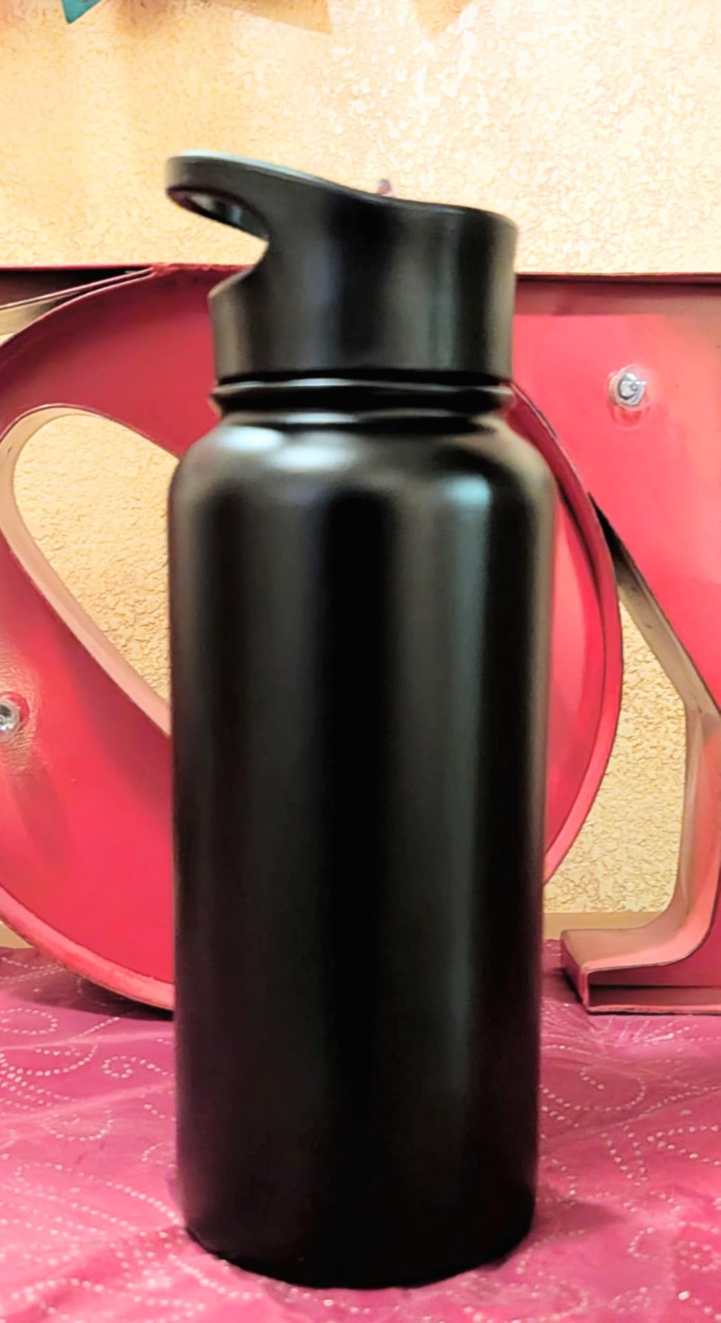 40 oz Insulated Water Bottle with Straw, Stainless Steel Sports Water Bottles with 2 Lids (Straw and Wide Mouth lid), Double Wall Vacuum, Leakproof, BPA-Free, Black customer photo 2