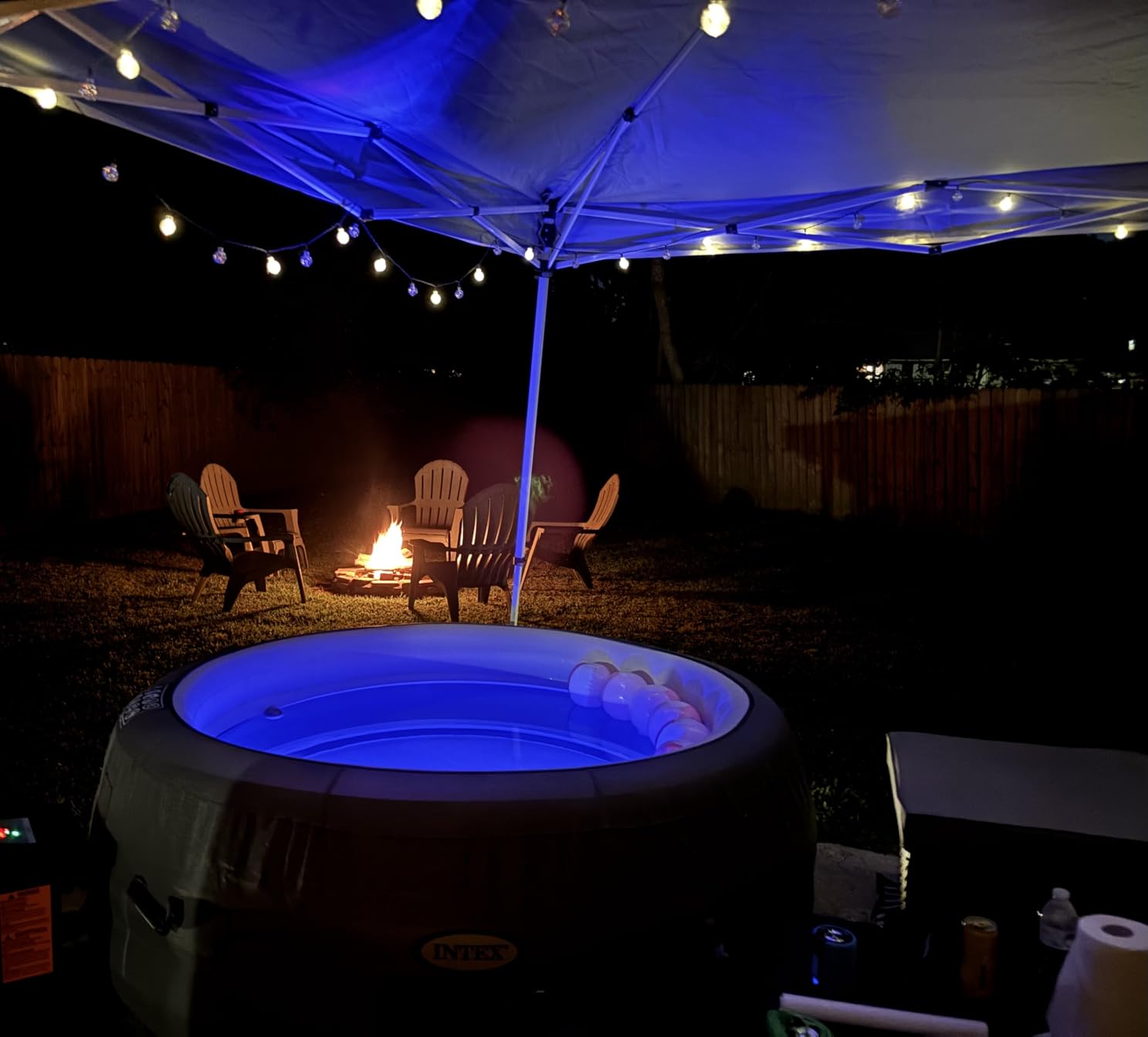 INTEX SimpleSpa 4 Person Inflatable Hot Tub, Portable Spa with 100 Jets | 28483E Built-in Hard Water Treatment with Cover & Ground Cloth for Insulation, 77in x 26in customer photo 2