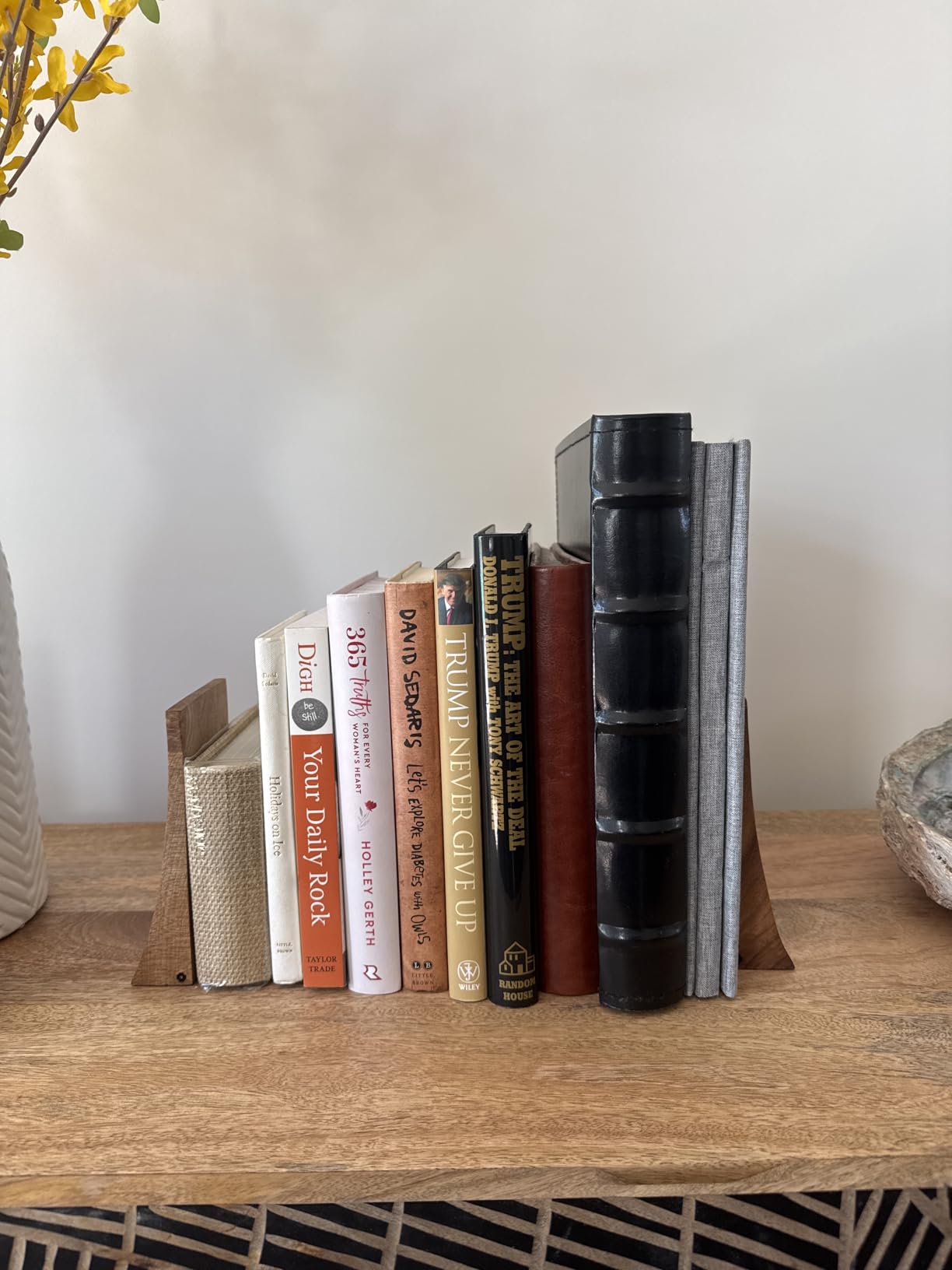 TILISMA Bookends for Heavy Books - Walnut Wood Book Ends for Shelves - Heavy Duty Bookends to Hold Books - Decorative Book Ends for Home Library - Wooden Bookend for Shelf - Bookshelf Accessories customer photo 1