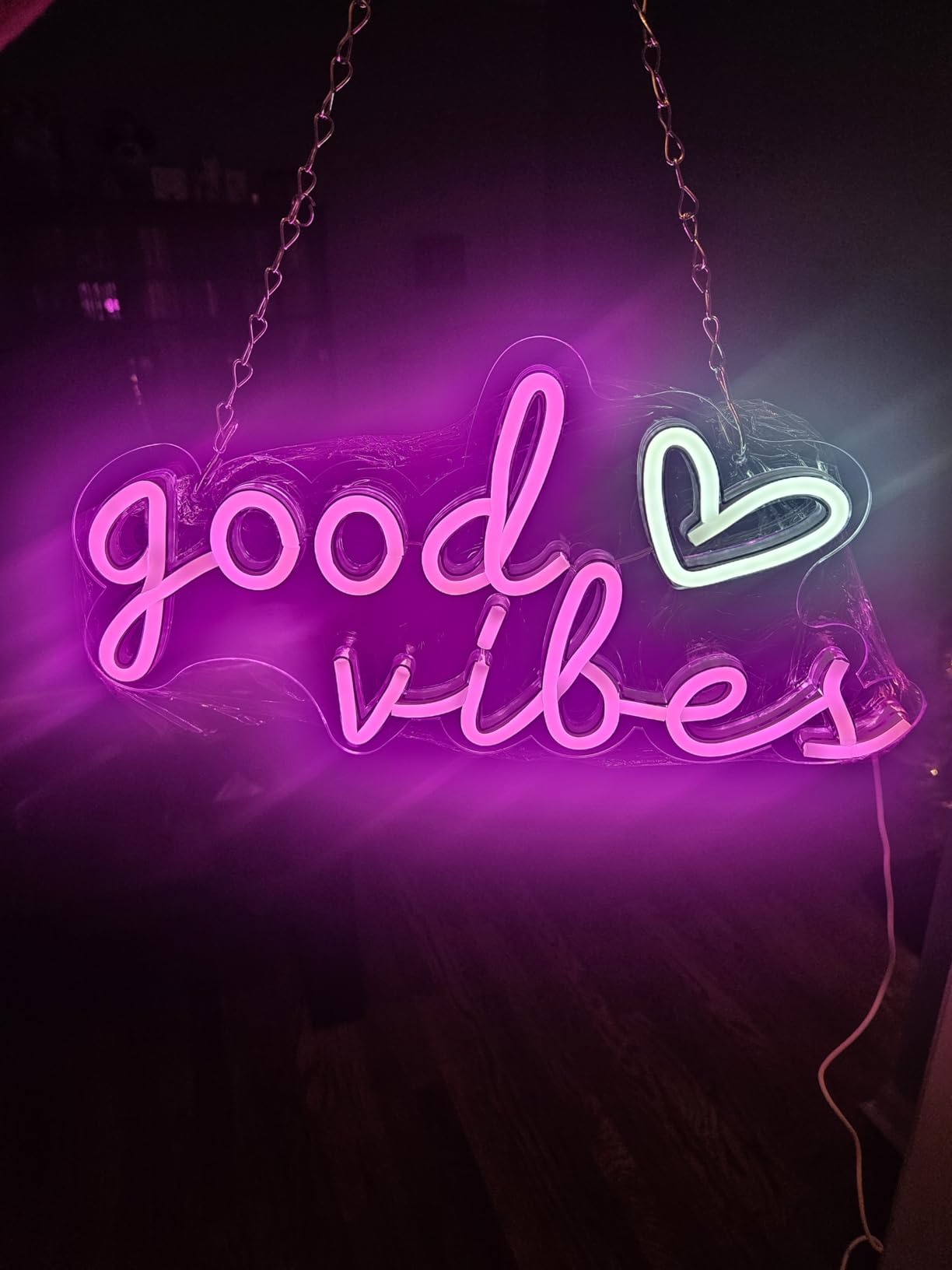 HOHOSIGN Good Vibes Neon Sign for Wall Decor Neon Lights Sign, 16
