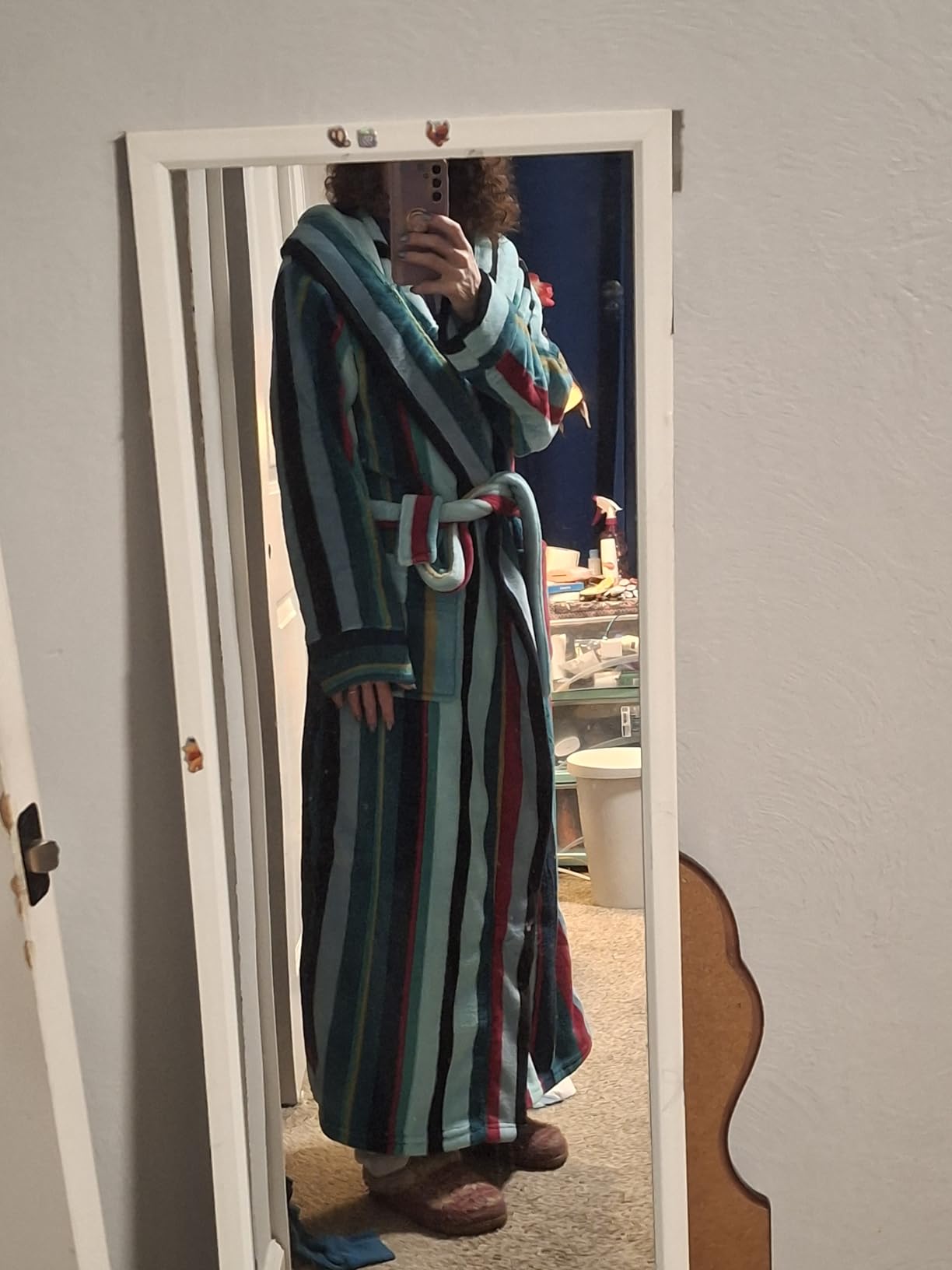 Women's Long Sleeve Plush Fleece Hooded Robe, Full Length Bathrobe customer photo 2