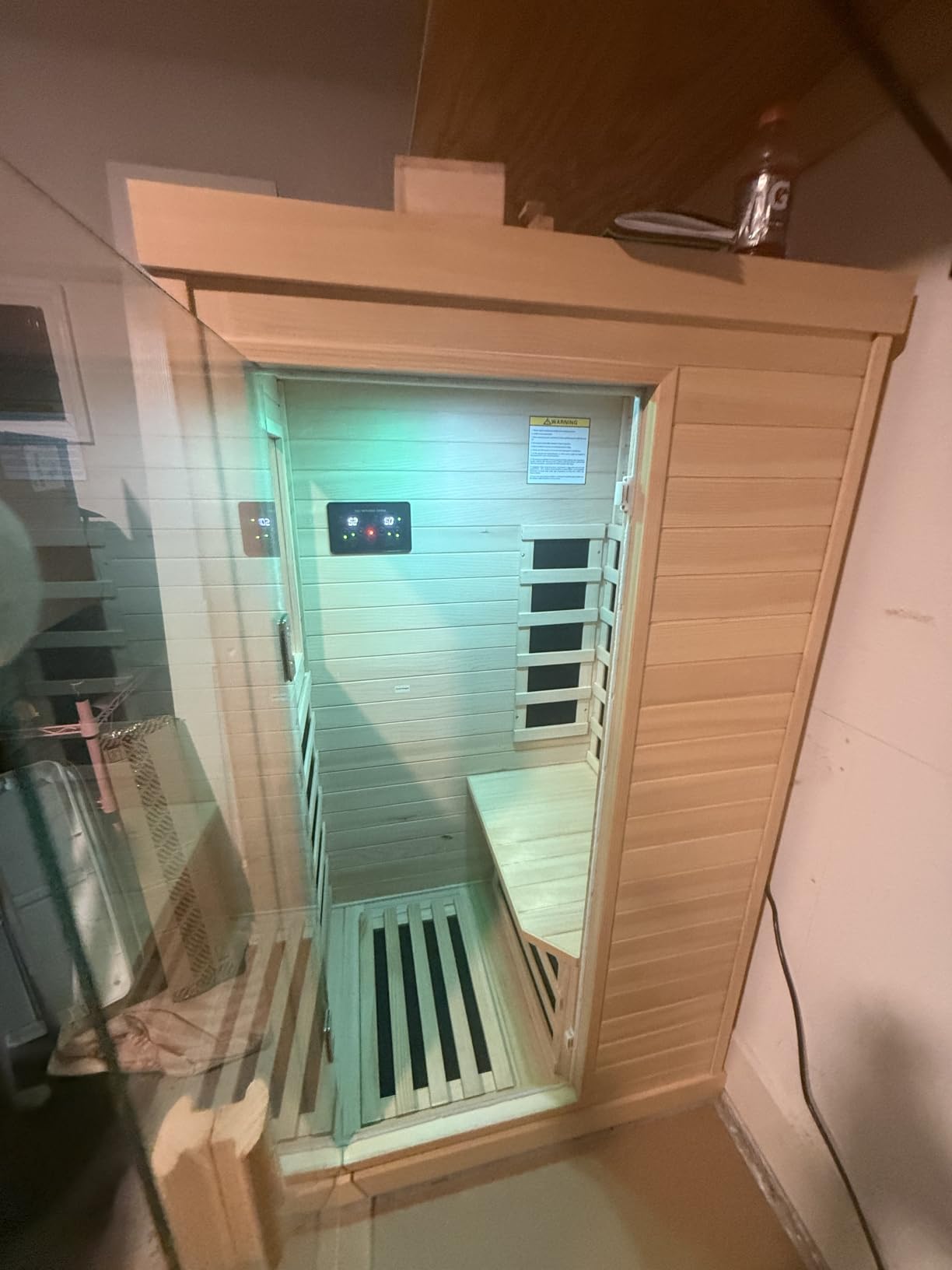 OUTEXER Far Infrared Sauna Home Sauna Spa Room Canadian Hemlock Wood 1200W | Indoor Saunas Low EMF 110V with 7 Color Light and Tempered Glass Door customer photo 2