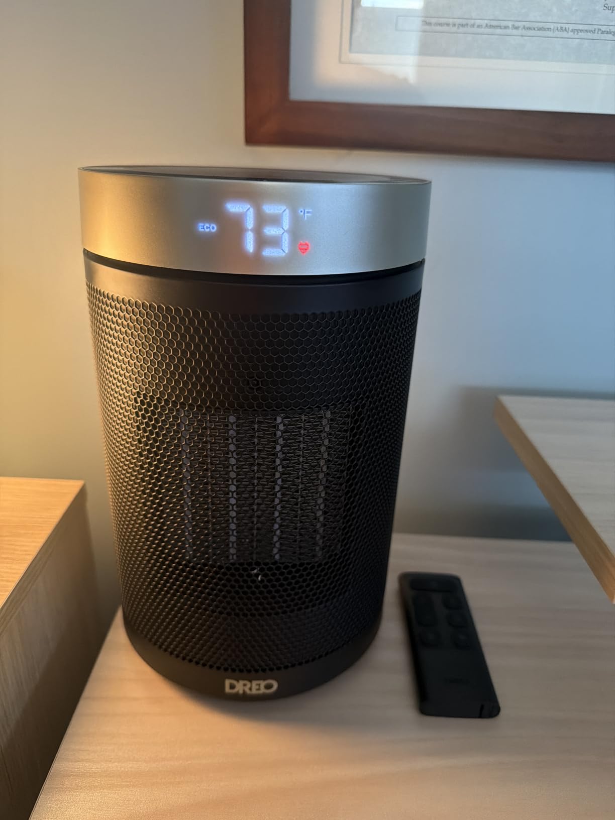 DREO Space Heater, 2026 Upgraded, Portable Electric Heaters for Indoor Use with Thermostat, 34dB Quiet, 12H Timer, 5 Mode, Remote, 1500W PTC Ceramic Fast Safety Heat for Office Bedroom Home, Gold customer photo 2