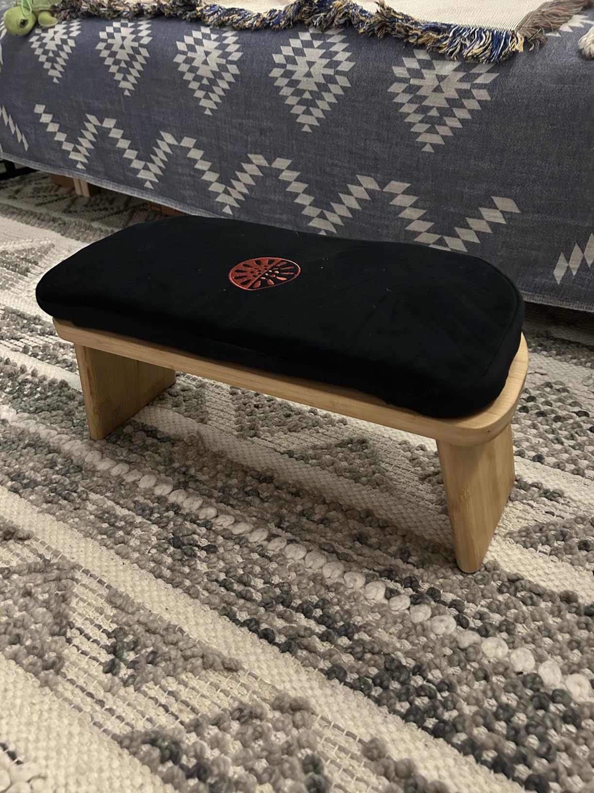 Yoga Dood Meditation Bench - Folding Bamboo Meditation Stool with Velvet Cushion & Carry Bag, Seiza Prayer Bench customer photo 2