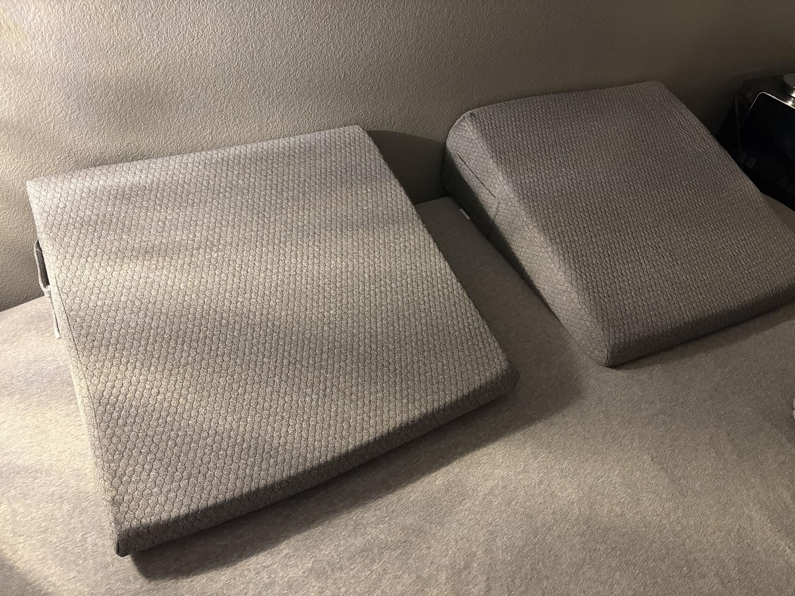 Wedge Pillow, 10 inch Bed Wedge Pillow for Headboard, Pillow Wedge for Acid Reflux Relief, Sleeping, Back Pain Relief, Snoring, Triangle Pillow Wedge, White/Grey customer photo 2