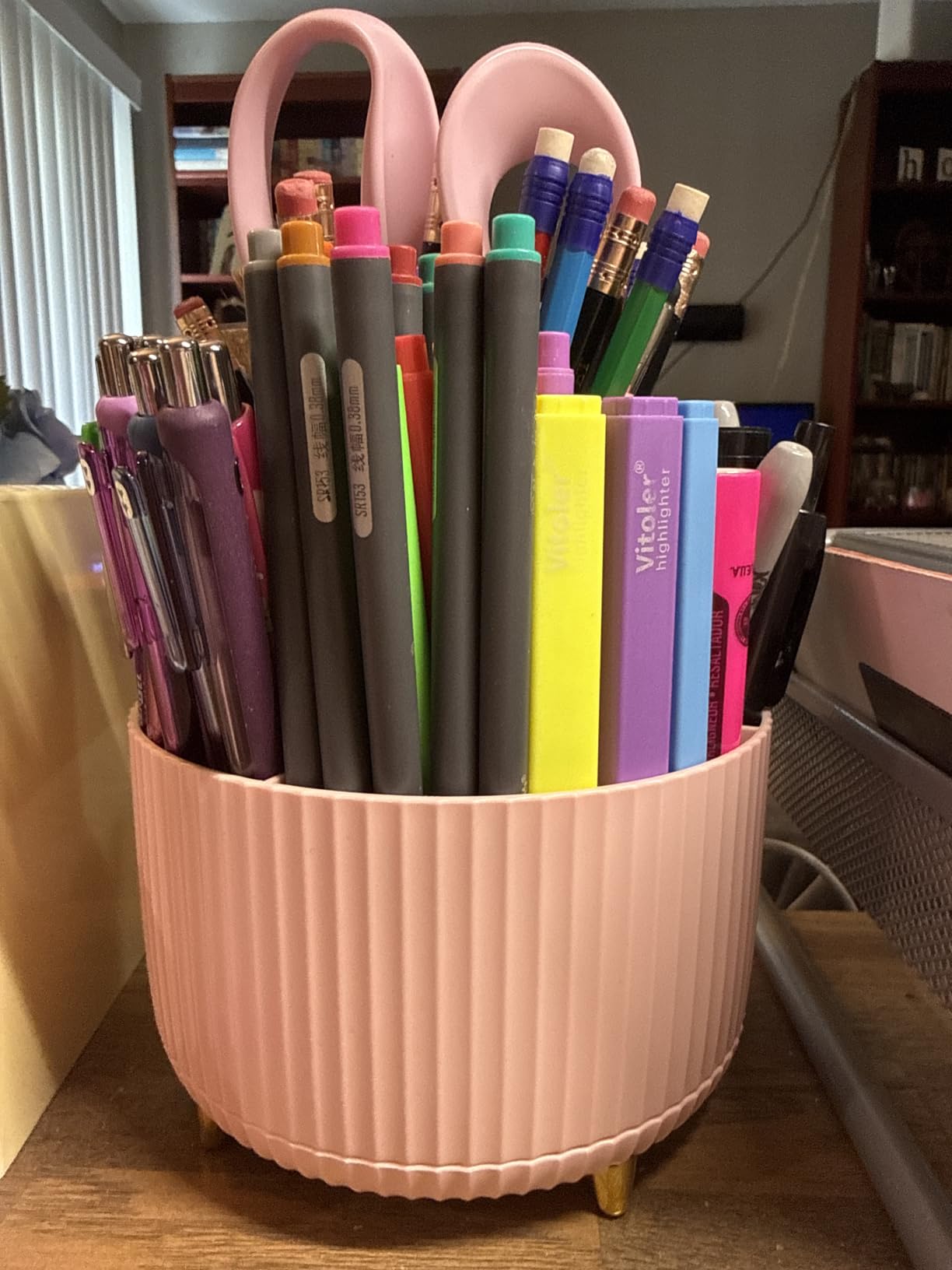 SKYDUE 360 Rotating Multipurpose Organizer - Cute Rotating Pen Holder with 5 Slots for Art Supplies, Office, School, Home customer photo 1