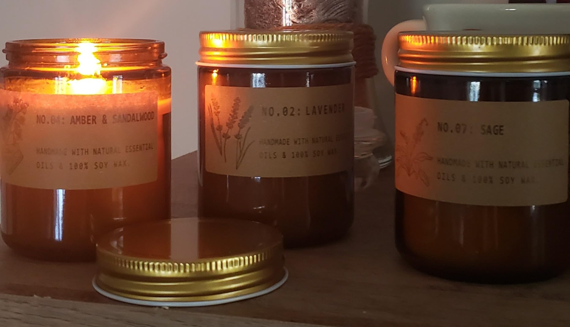 Soy Candles Set of 4, 9oz Natural Soy Wax Aromatherapy Candles, Home Scented Candles with 4 Scents (Lavender, Amber Sandalwood, White Sage, Coconut Vanilla), Gifts for Mom, Women, Relaxation, Yoga customer photo 2