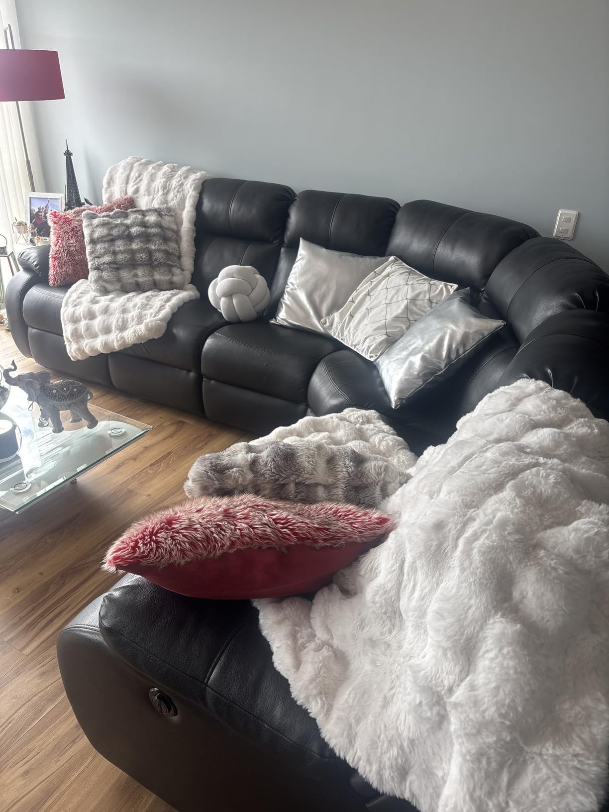 Touchat Luxury 1000GSM Faux Rabbit Fur Throw Blanket, Super Heavy Warm Cozy Blankets for Couch Bed Sofa, Bubble Plush Fuzzy Elegant Soft Mink Blanket customer photo 2