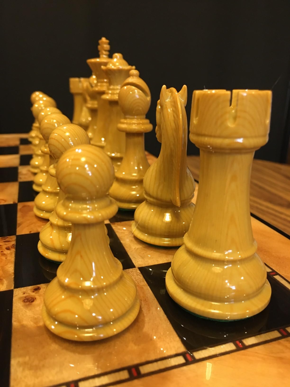 AMEROUS 17 inches Wooden Chess Set with High Polymer Weighted Chess Pieces / 2 Built-in Storage Drawers / 2 Extra Queens / 3.75'' King, Classic Board Game customer photo 2