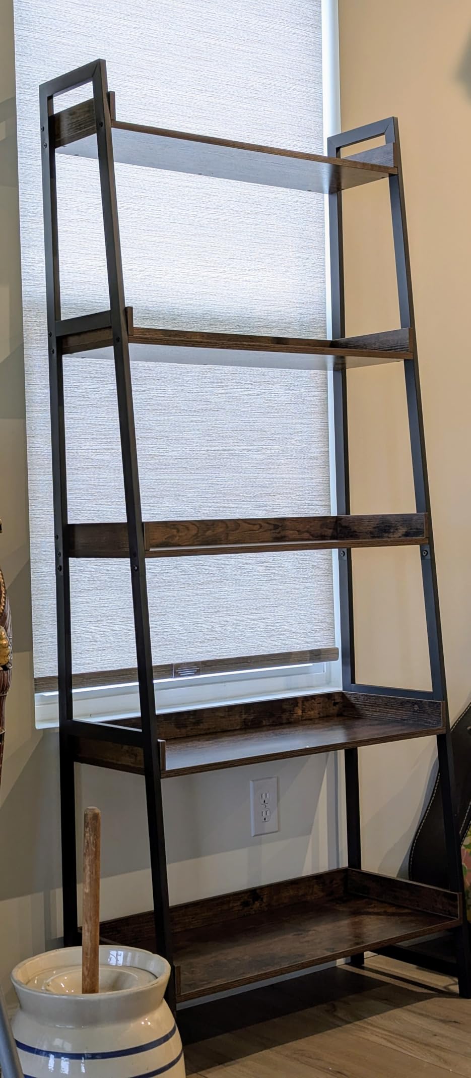 IRONCK Ladder Shelf 5-Tier 74.8in Tall, Industrial Bookcase and Bookshelf | MDF and Metal Frame. Edge Baffles. 33 lbs Per Shelf. Wall Mount. Anti-tip Device. for Office, Bathroom, Living Room. customer photo 2