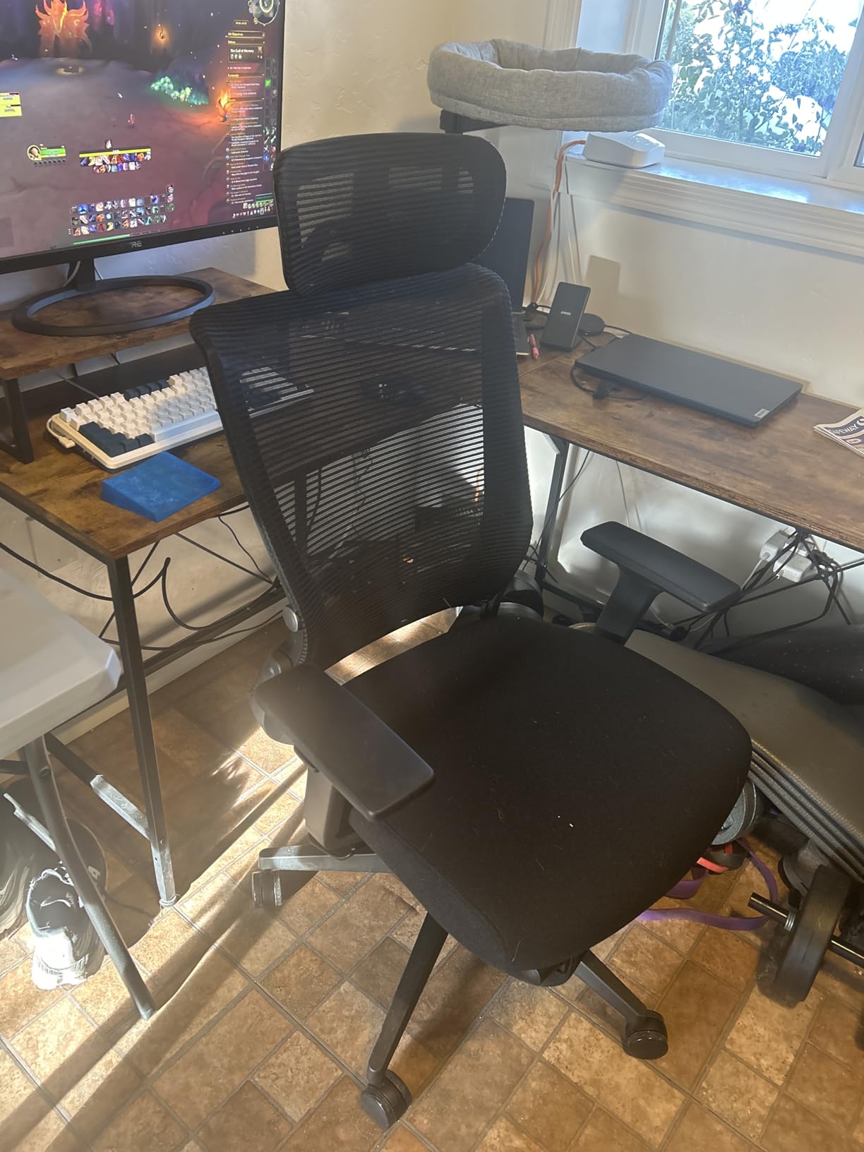 Foldable Office Chair with Foot Rest, Ergonomic Office Chair with Adjustable Lumbar Support, Headrest, Armrest, Home Office Desk Chairs for Space Saving, Work from Home, Black customer photo 2