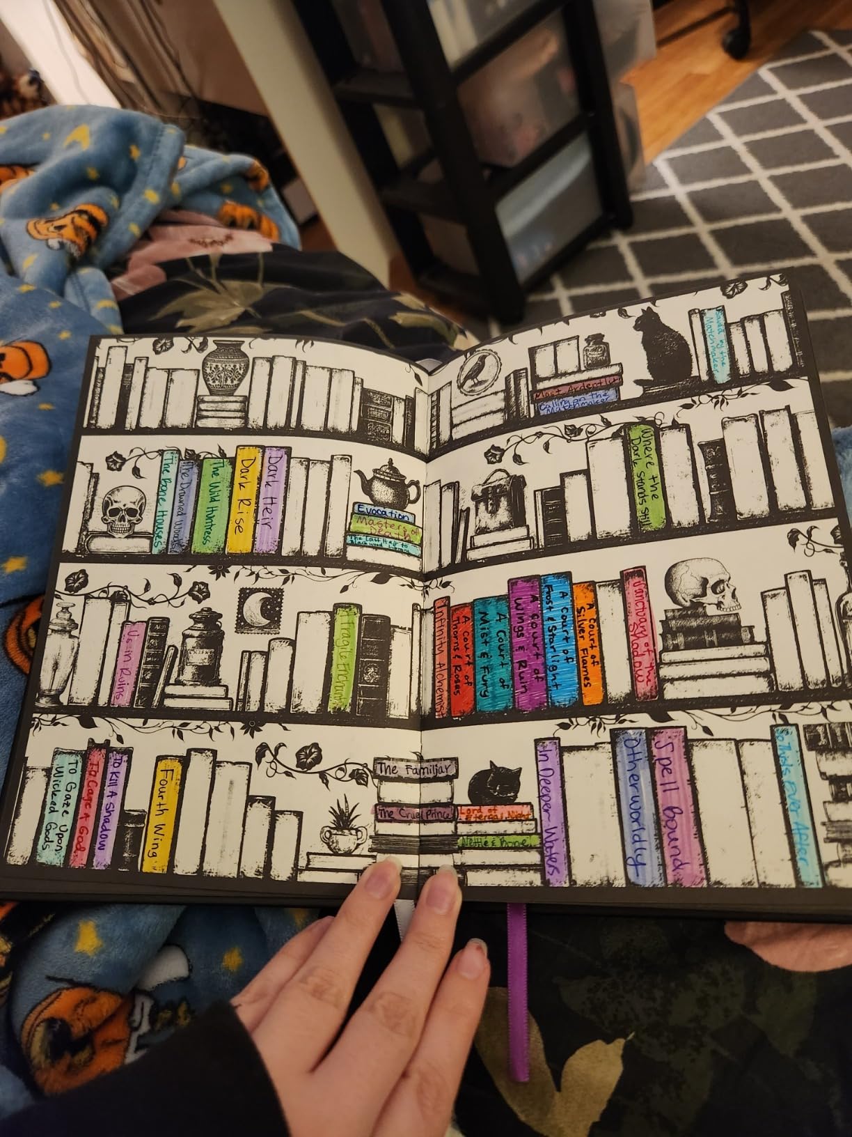 ConQuest Journals Waiting for the Night Gothic-Inspired Reading Journal, Book Review Journals for Readers, 150 Pages, Hardcover Lay-Flat, 2 Ribbon Bookmarks & 1 Goth Bookish Sticker Sheet, 6'' x 8.5'' customer photo 2