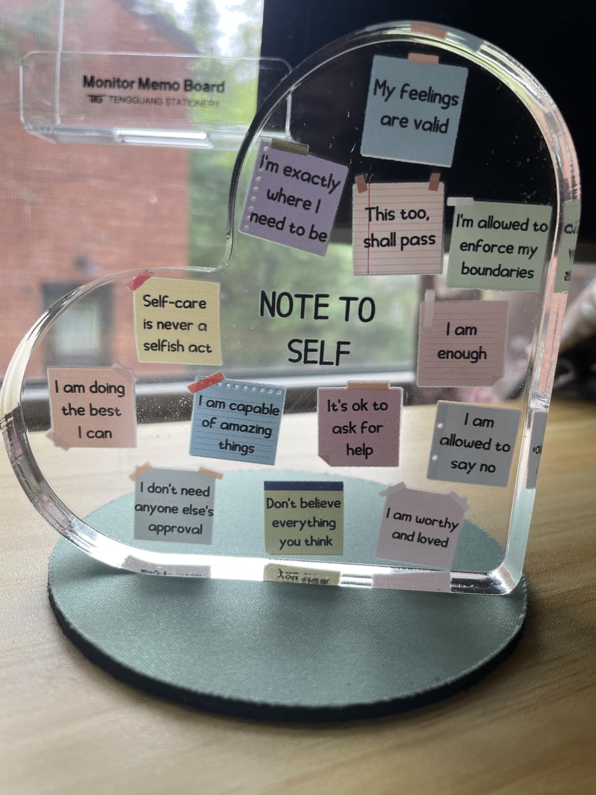 Note to Self Motivational Decor - Office Acrylic Heart Gift Therapy Mental Health Print Decorations for School Counseling Office Therapy Desktop Art Decoration School Counselor, Therapist Office Gifts customer photo 1