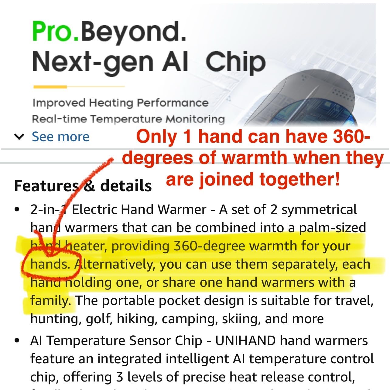AI Hand Warmers Rechargeable 2 Pack, AI Smart Chips Electric Hand Warmers, 20Hrs Long Safe Heat, Portable Pocket Heater, Gifts for Christmas, Outdoor, Hunting, Golf, Camping Accessories customer photo 1