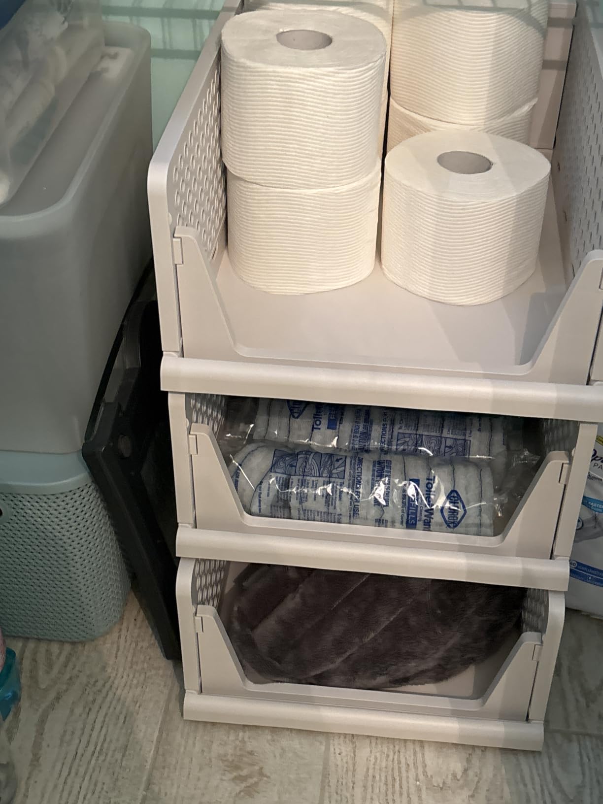 Upgraded Closet Organizers and Storage, Stackable Closet Organizer Basket | 5 Pack Foldable Closet Storage Bins for Bathroom Laundry Room Wardrobe Storage, Space-Saving Clothes Drawer Organizer customer photo 1