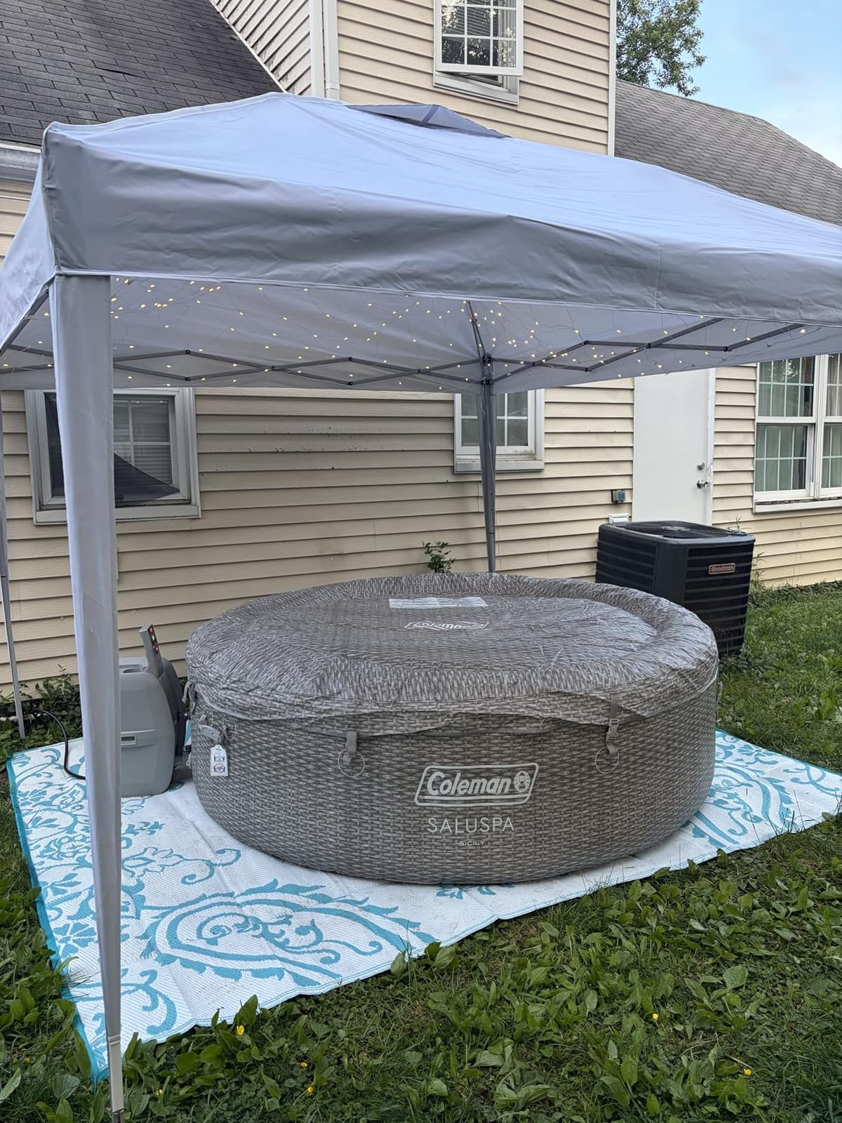 Coleman SaluSpa Sicily Energy-Efficient 5-7 Person Inflatable Hot Tub | Smart AirJet Portable Outdoor Spa, EnergySense Insulated Cover, Freeze Shield Technology, 180 Soothing Jets, 85
