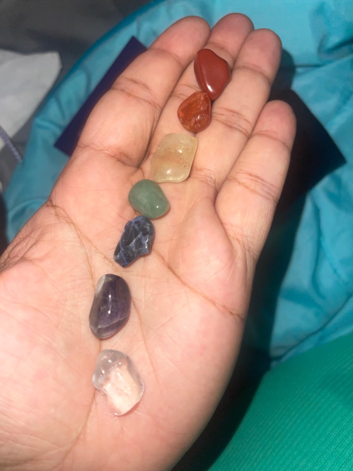 7 Chakra Stones Healing Tiny Crystals Set Velvet Pouch Gift Party Favor customer photo 1