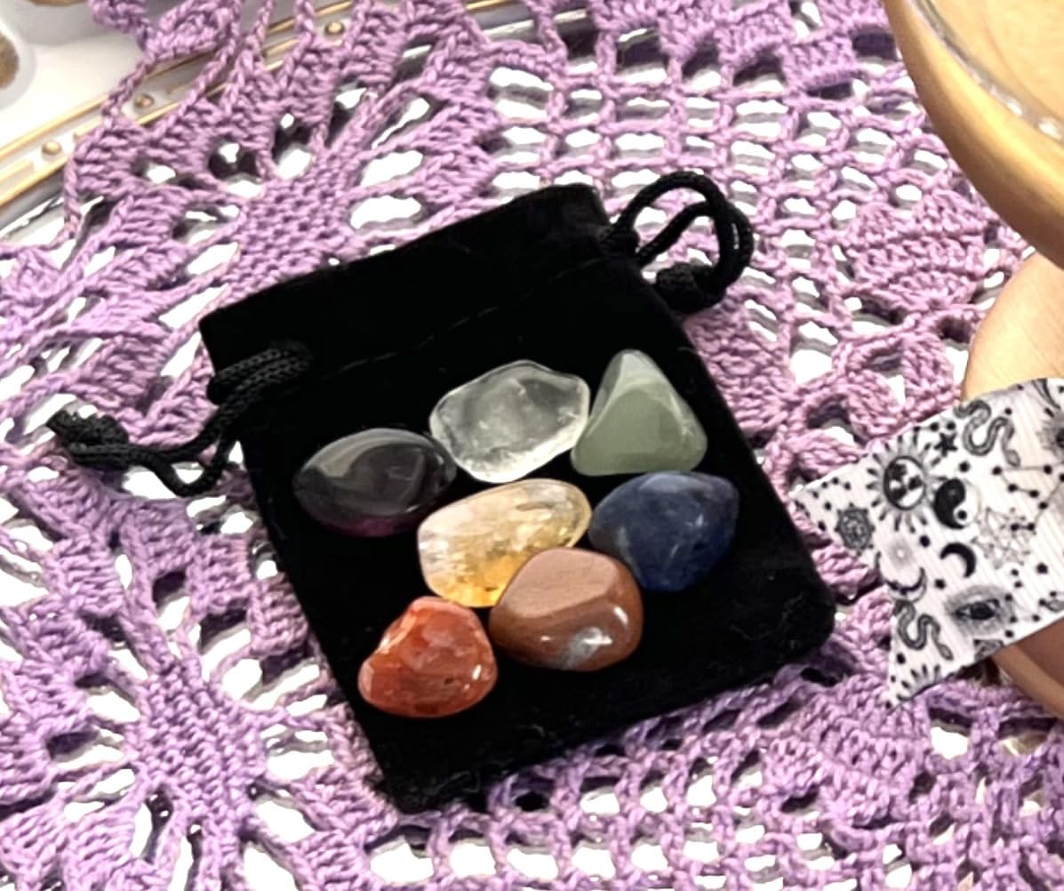 7 Chakra Stones Healing Tiny Crystals Set Velvet Pouch Gift Party Favor customer photo 2