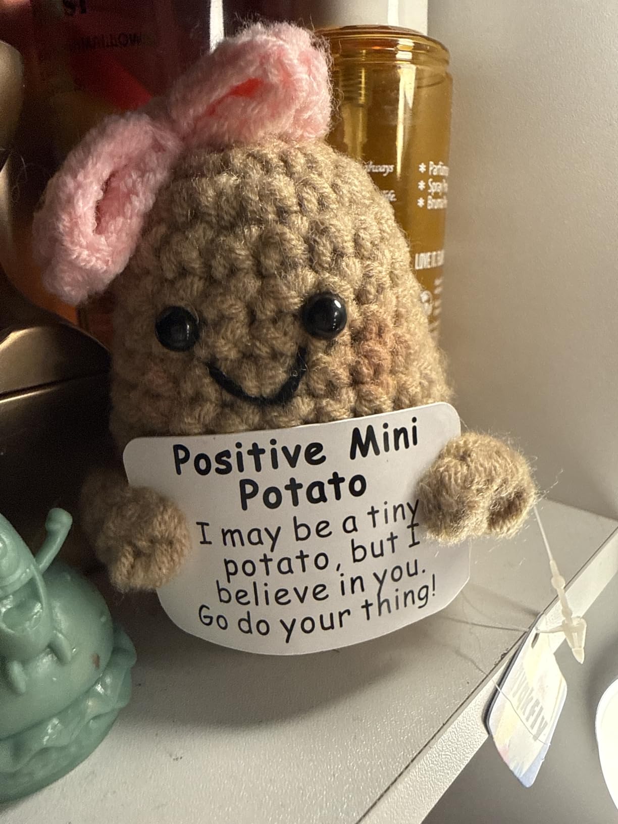 Positive Crochet Potato Emotional Support Love Stuffed Anniversary Gift | Handmade Cheer Up Gifts for Girlfriend Wife Women Her customer photo 1