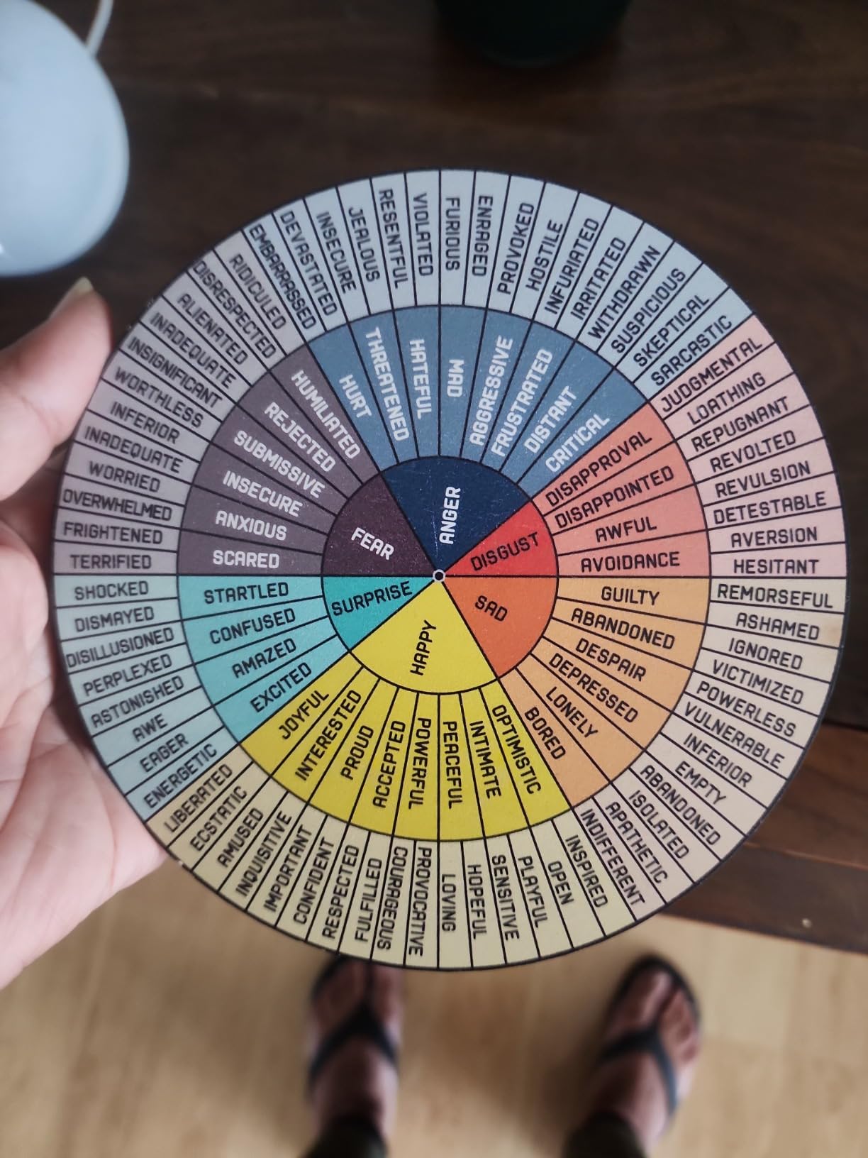 Feelings Wheel Therapy Office Desk Decor - Double Sided Mental Health Emotions Chart with Stand, Therapist Gifts for Home Office Women Man customer photo 2