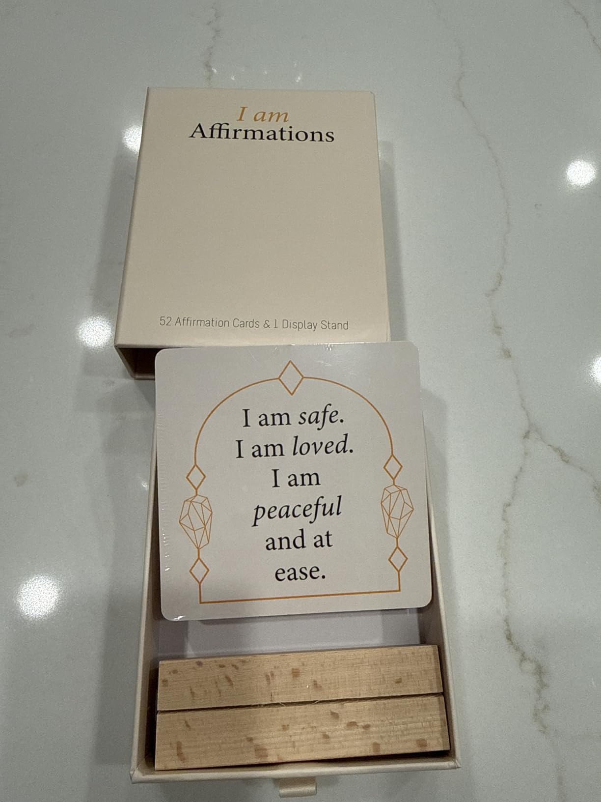 I Am Positive Affirmation Cards | 52 Decor Cards with Wooden Stand | Inspirational Cards with Soothing Colors to Display on Vision Boards customer photo 1