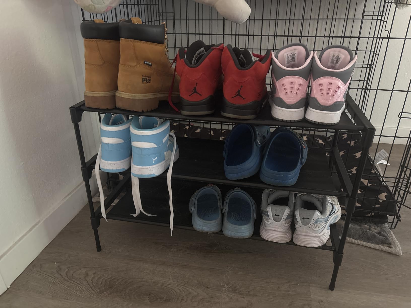 Kitsure Shoe Rack - Non-Woven Shoe Rack Shelf, Shoe Organizer for Closet, Entryway, Garage & Corridor, Stackable Shoe Shelves, 27.5 Wide - 3 Tier, Black customer photo 2