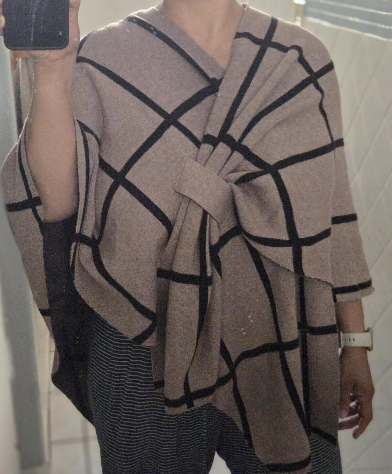 PULI Women Elegant Shawl Wrap Open Front Poncho Sweater Spring Fall Winter - Soft Loop Tab Lets You Style as a Draped Cover or Cardigan for Weddings and Travel customer photo 1