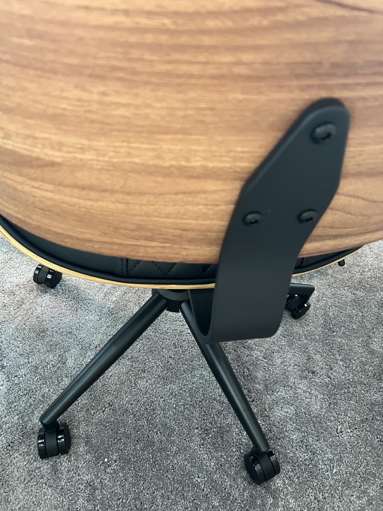 Home Office Chair No Arms with Wheels, Mid Back Walnut Style, Black | Adjustable Height Small Desk Chair, PU Leather Mid Back 360 Swivel Computer Seating, Armless Walnut Office Chair, 300LBS customer photo 1