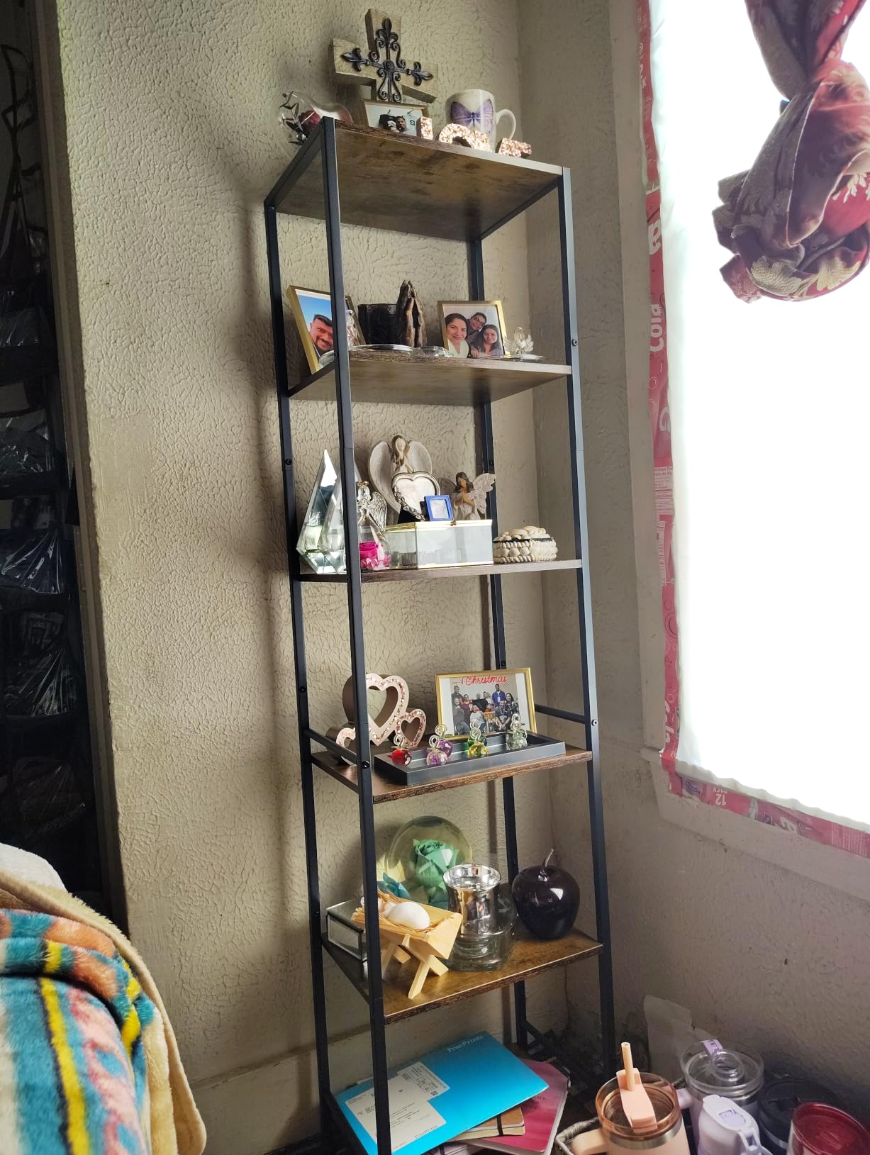 Furologee 6 Tier Tall Bookshelf, Industrial Narrow Bookcase, Display Standing Shelf Units, Metal and Wood Storage Rack Organizer for Living Room, Home Office, Entryway, Kitchen, Rustic Brown customer photo 1