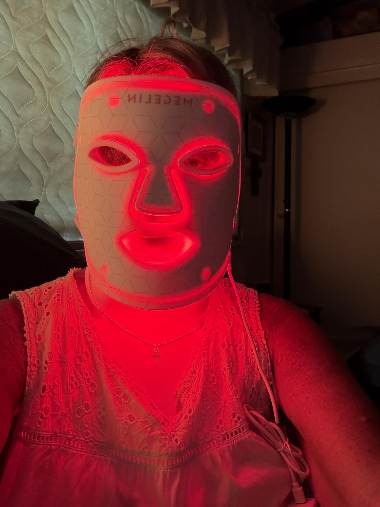MEGELIN Led Red Light Therapy Face & Neck Mask, 7 Colors Led Light Therapy Facial Mask, Infrared Red Light Therapy Mask, Infrared Light Skin Rejuvenation(White) customer photo 2