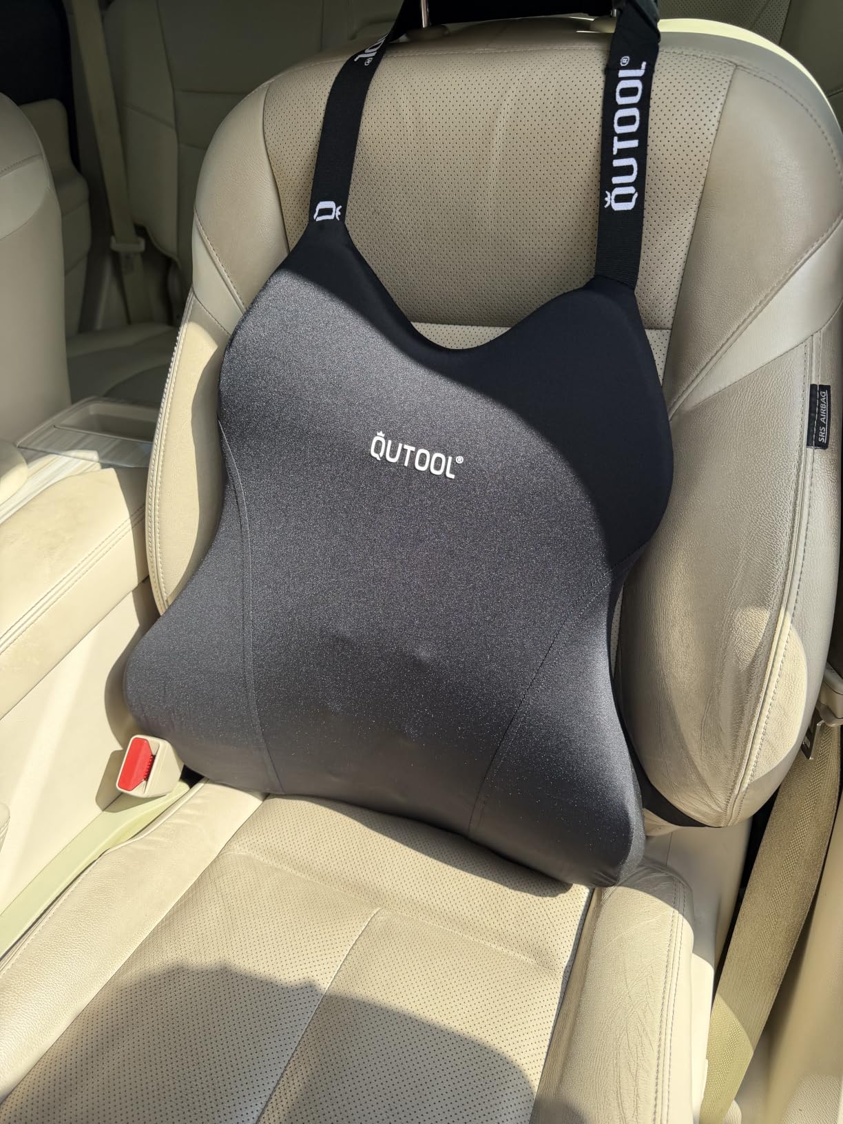 QUTOOL Lumbar Support Pillow for Car, Truck Accessories Travel Essentials, Memory Foam Back Cushion for Driving Seat, Back Pain Relief, Washable Cover, Lower Back Support Fits Most Cars (Black) customer photo 1