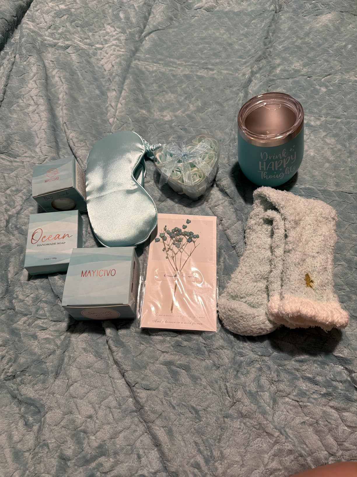Birthday Gifts for Women Self Care Get Well Soon Gifts, Ocean Relaxing Spa Gift Basket Thinking of You Care Package with Flannel Blanket, Christmas Unique Gift for Her Mom Wife Grandma Friend Sister customer photo 1