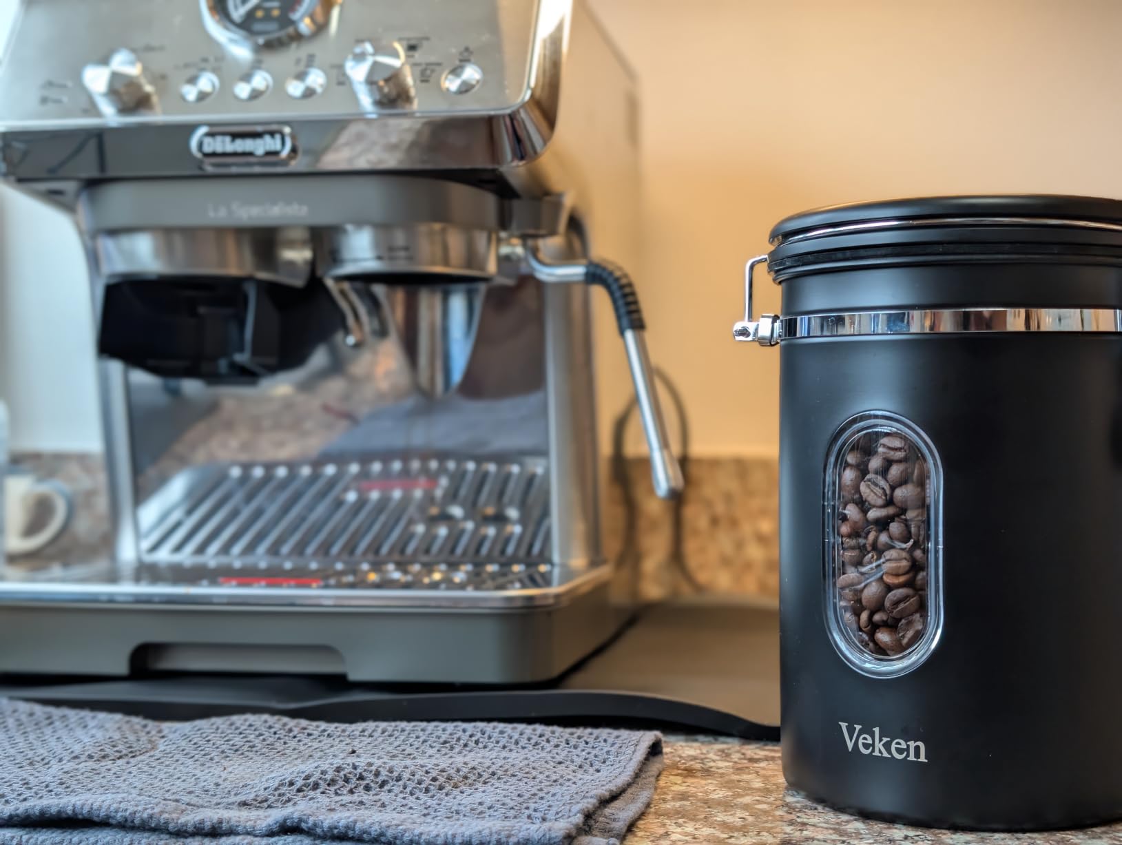 Veken Coffee Canister with Window,Airtight Stainless Steel Pantry Container,Kitchen Food Storage Organizers for Beans customer photo 2