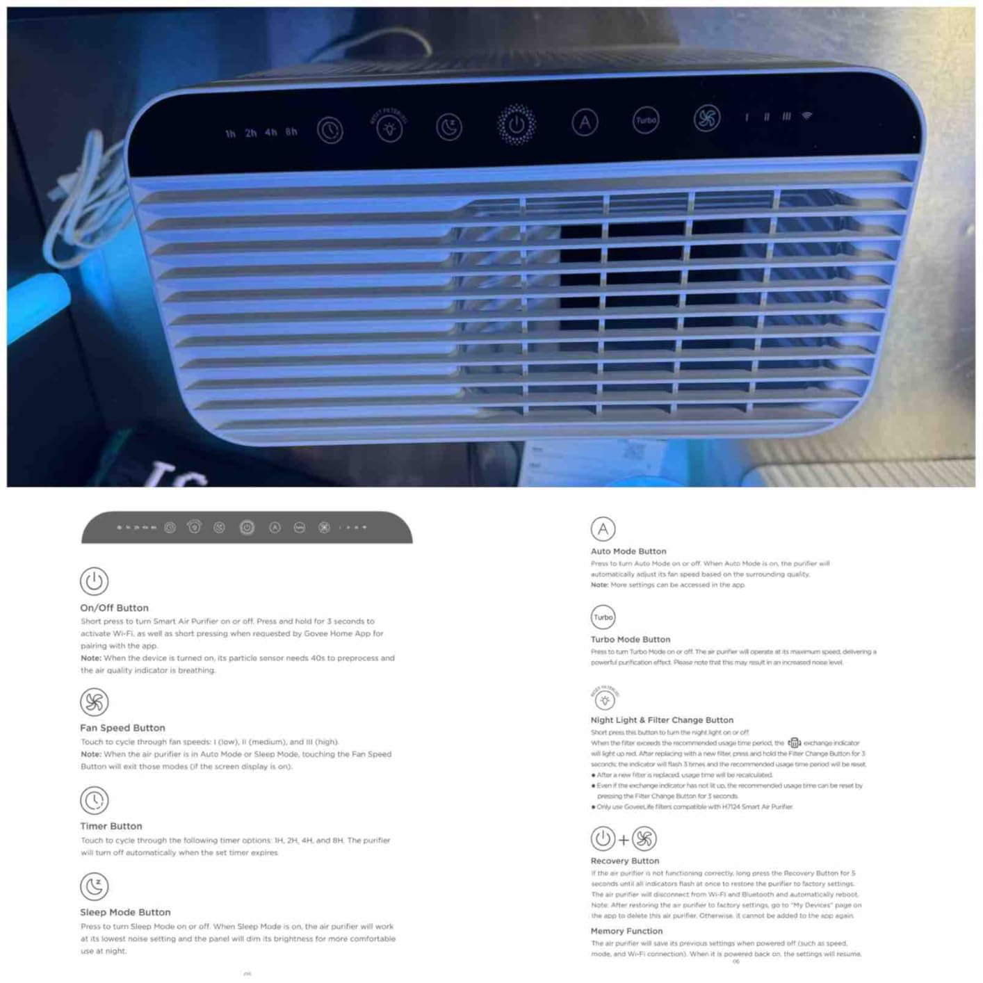 GoveeLife Smart Air Purifier for Home Large Rooms, Covers up to 1046 ft², PM2.5 Monitor, Sleep Mode, 3-in-1 Filter Air Purifier with App and Alexa Control for Pet Hair, Odors, Pollen and Smoke customer photo 2