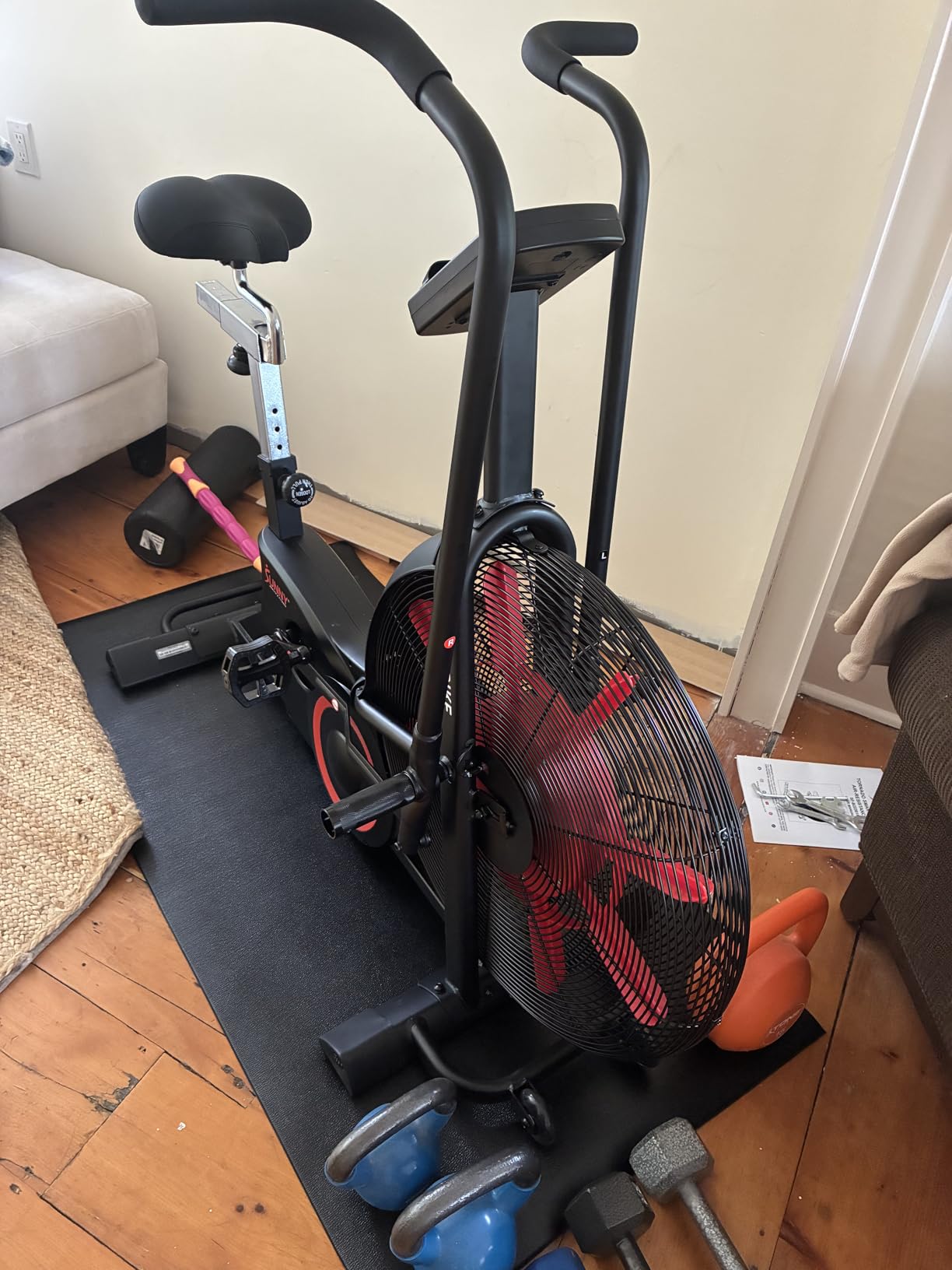 Sunny Health & Fitness Smart Fan Bike for Home Gym, Full Body HIIT & Interval Cardio Training with Air Resistance, Customizable Performance Monitor & Free SunnyFit App Connectivity customer photo 1