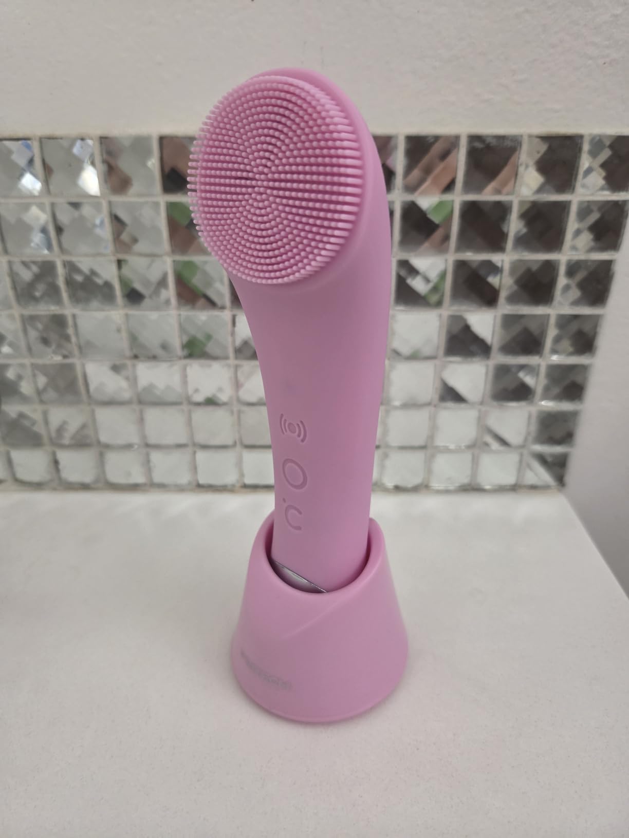 PRITECH Facial Cleansing Brush, Rechargeable Silicone Face Scrubber with Heat Massage End, Vibrating Exfoliator for Deep Cleaning, Waterproof (Pink) customer photo 1