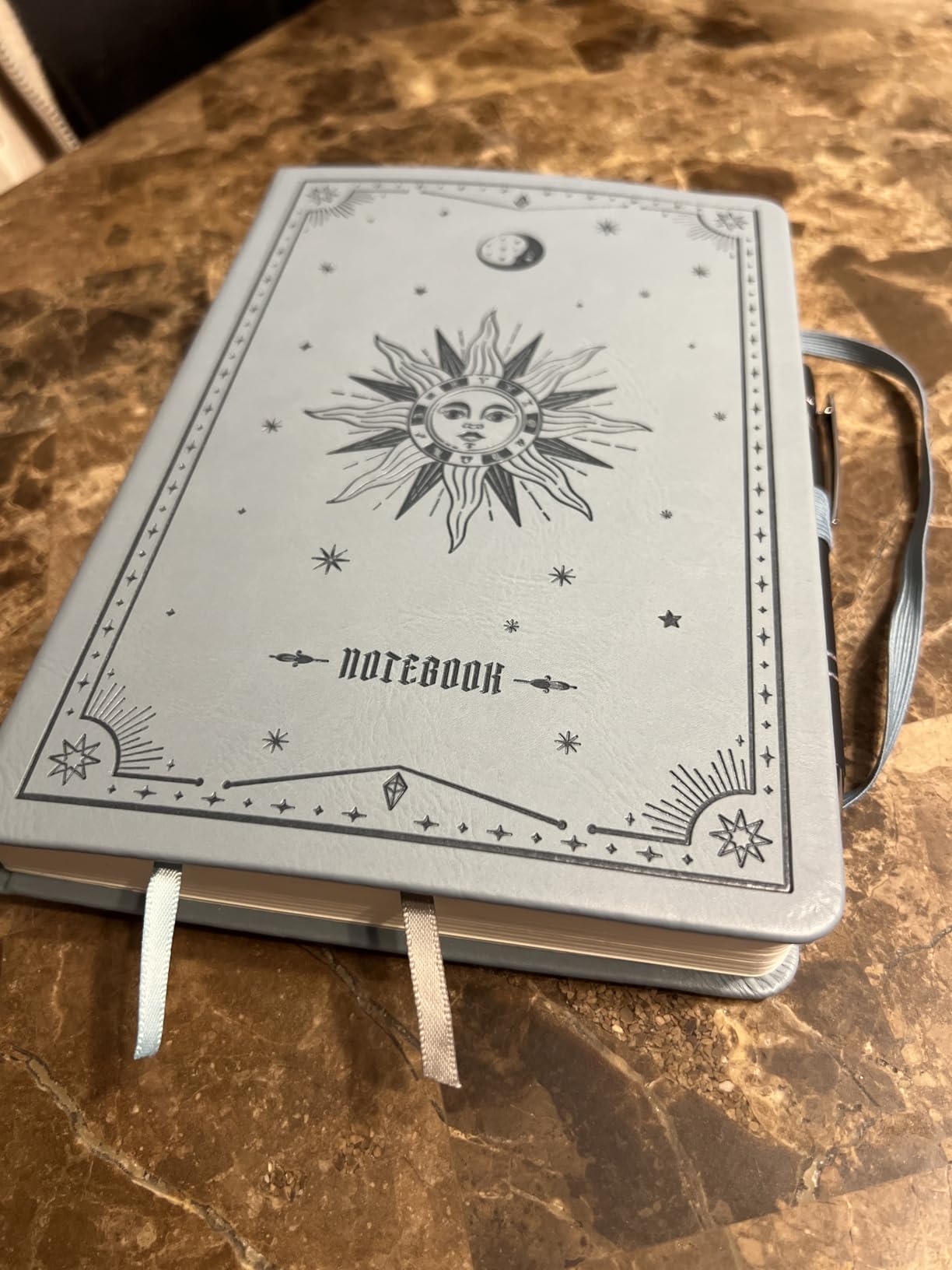 EMSHOI Dotted Journal Notebook, 320 Pages, A5 Size (5.7'' x 8.3'') | Leather Hardcover, 100 GSM Thick Paper, for Journaling, Planning, Tracking & Sketching, Sun Debossed (Light Purple) customer photo 1