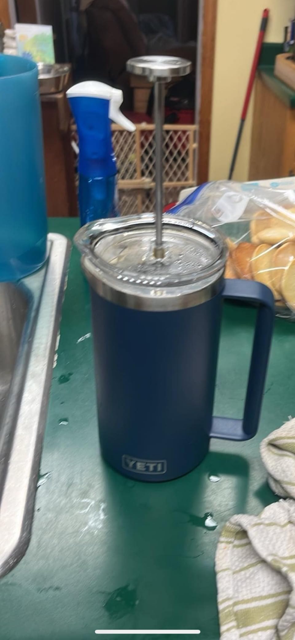 YETI Rambler 34 oz. French Press Coffee Maker, Navy, with GroundsControl Filter customer photo 2