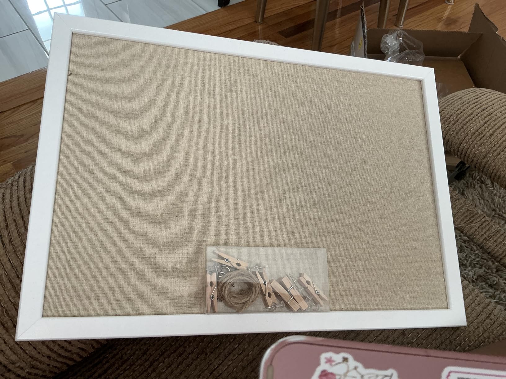 DAHAPYBOO Cork Board with Linen White, Bulletin Board 17