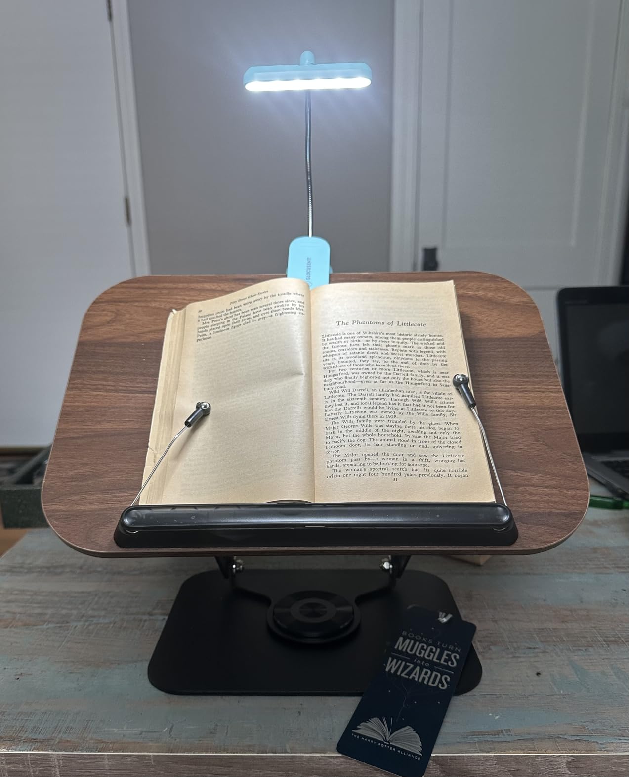 Book Stand for Reading, Adjustable Book Holder with 360° Rotating Bases, Foldable Designs, and Elastic Clips, Multifunctional Display Stand for Recipe, Cookbooks, Magazines, Tablets, Laptops customer photo 1