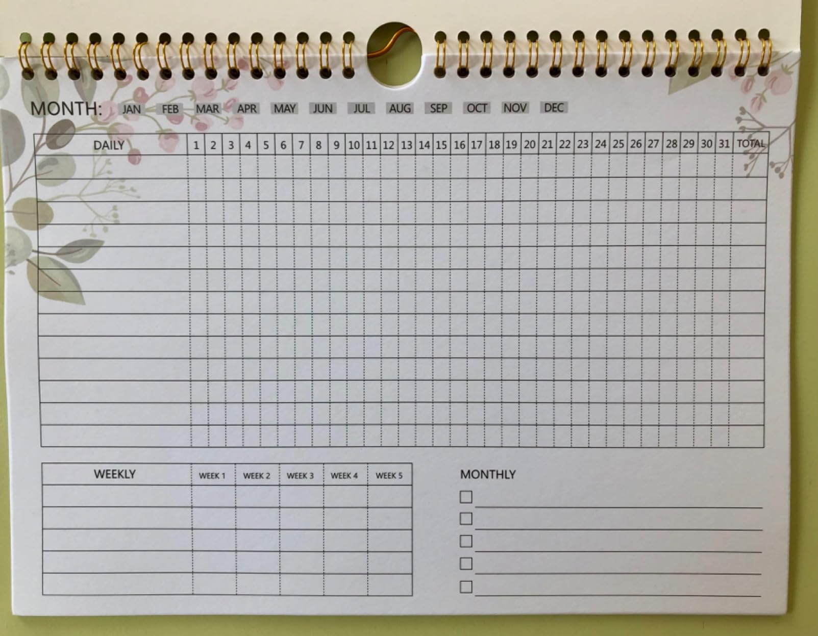 Habit Tracker Calendar-12 Months Undated Daily Weekly Goal and Habit Tracker Journal Planner with Spiral Binding, Boost Productivity Tool and Workout Calendar, 11.7