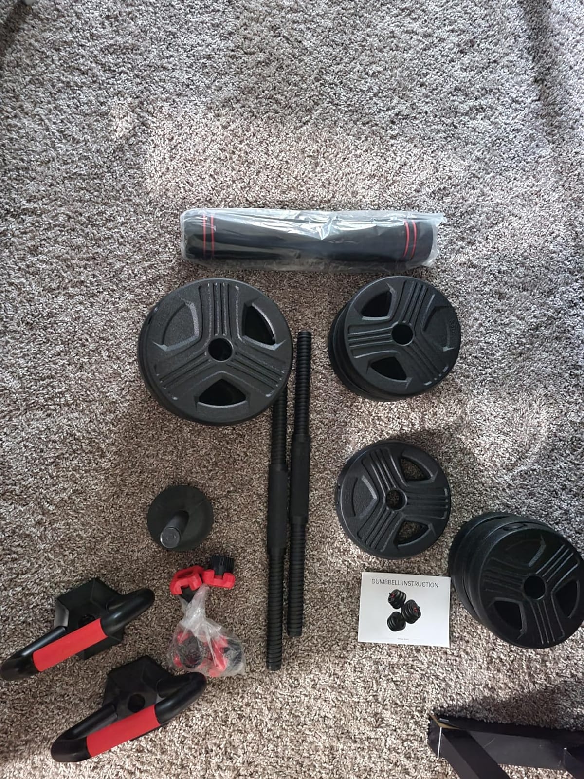 FITPLAM Adjustable dumbbell set,20/35/45/55/70/90lbs Free Weights set with upgraded nut, 5 in 1 Weight Set Used as Kettlebells, Barbell, Push up Stand, Fitness Exercise for Home Gym Suitable Men/Women customer photo 1