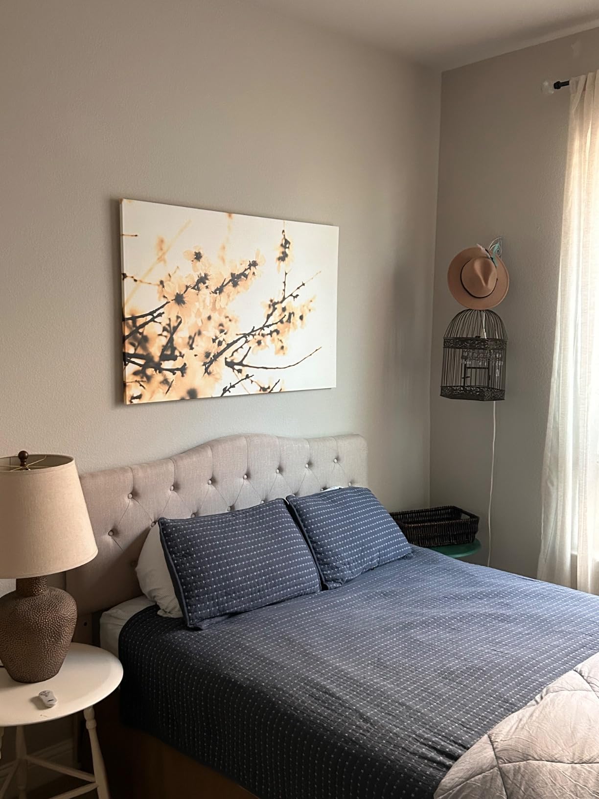 Rosevera Givanna Adjustable Height Headboard with Linen Upholstery and Button Tufting for Bedroom, Queen, Beige Linen customer photo 1