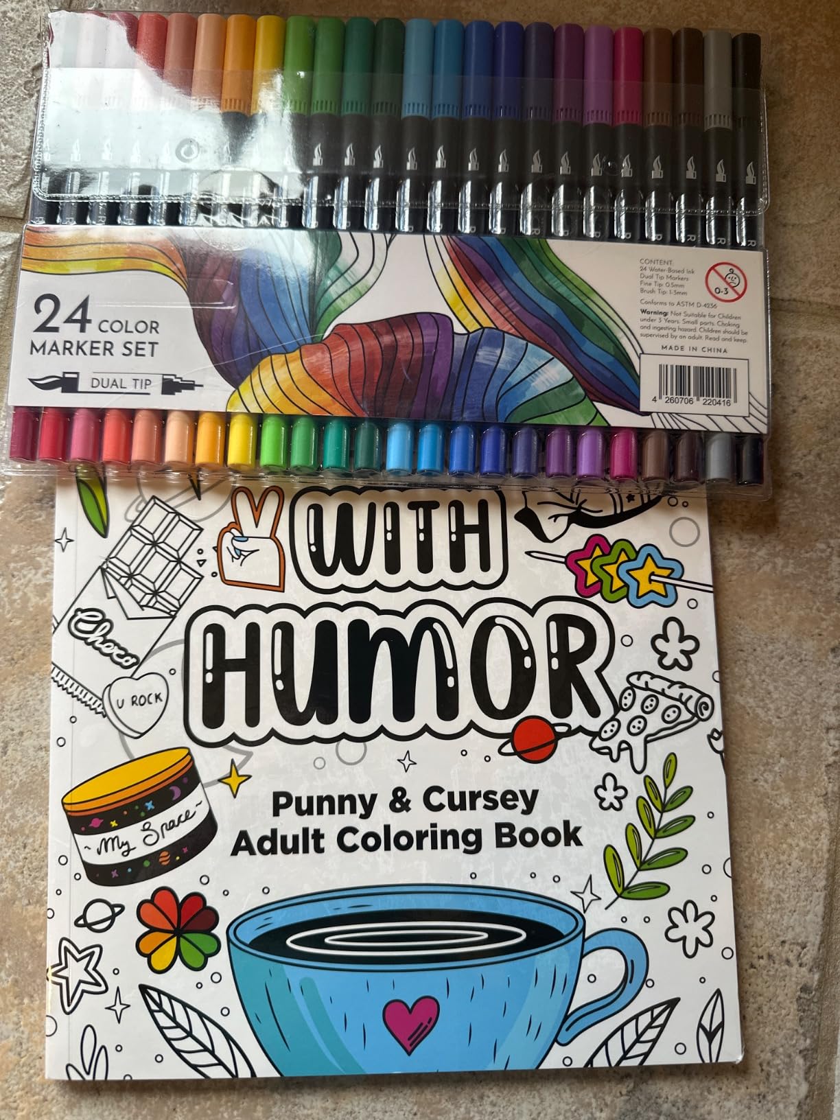 Adult Coloring Book & 24 Markers, Funny Cancer & Chemo Care Gift for Women | Get Well Gifts for Women After Surgery, Chemo Care Package, 24 Dual-Tip Markers, Funny Sassy Uplifting Self-Care Designs customer photo 1