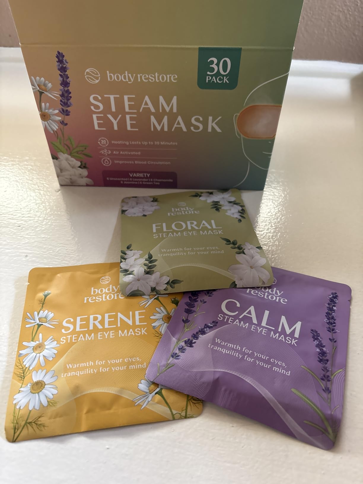 Body Restore Heated Eye Mask for Dry Eyes 5 Pack - Fathers Day Gift for Dad, Birthday Gifts for Women and Men, Self Heating Warm Compress, Relaxation - Variety customer photo 1