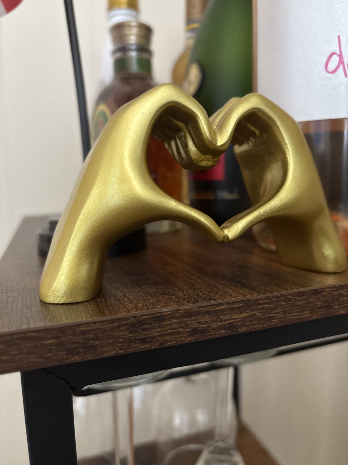 Small Heart Hands Sculpture Decor for Living Room Bedroom Bookshelf Coffe Table and Office Display, Love Finger Statue Modern Aesthetic Home Decor, Unique Gift for Wedding Christmas Birthday (Gold) customer photo 1