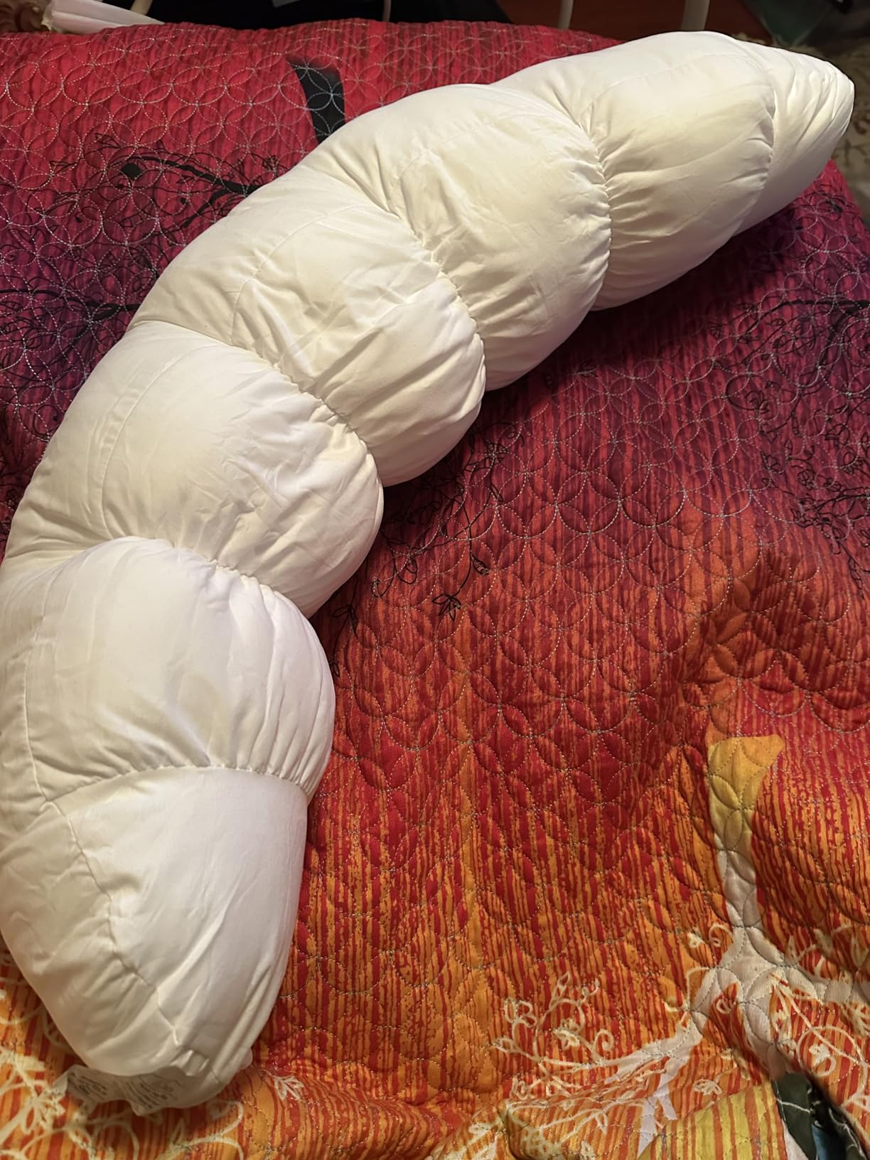 Peallow(Pat. Pend) - Long Round Body Pillow for Adults, Bolster Pillow for Sleeping, Soft and Supportive Pillow for Sleeping & Lumbar Support (Green-White, 29.5