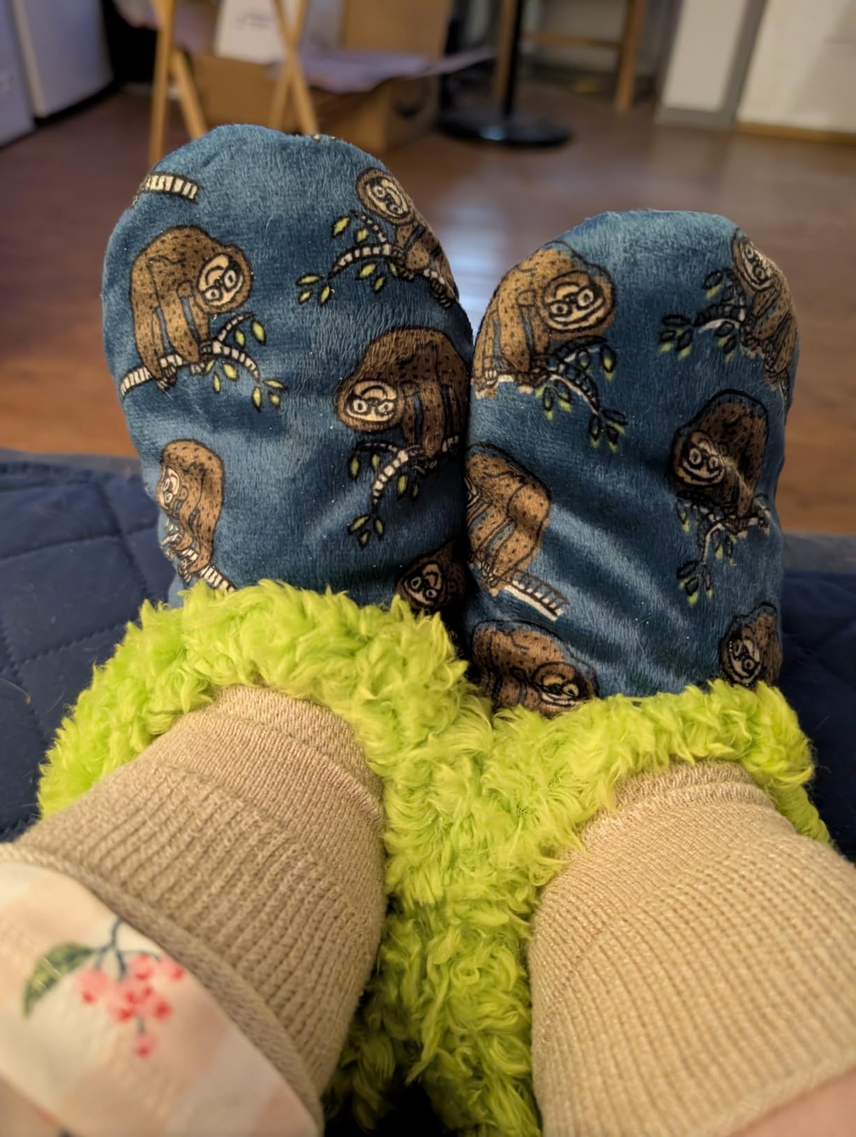 Lazy One Fuzzy Slipper Socks for Women, Cute Fleece-Lined House Slippers | Non-Skid, Cute Dog & Cat Design customer photo 1